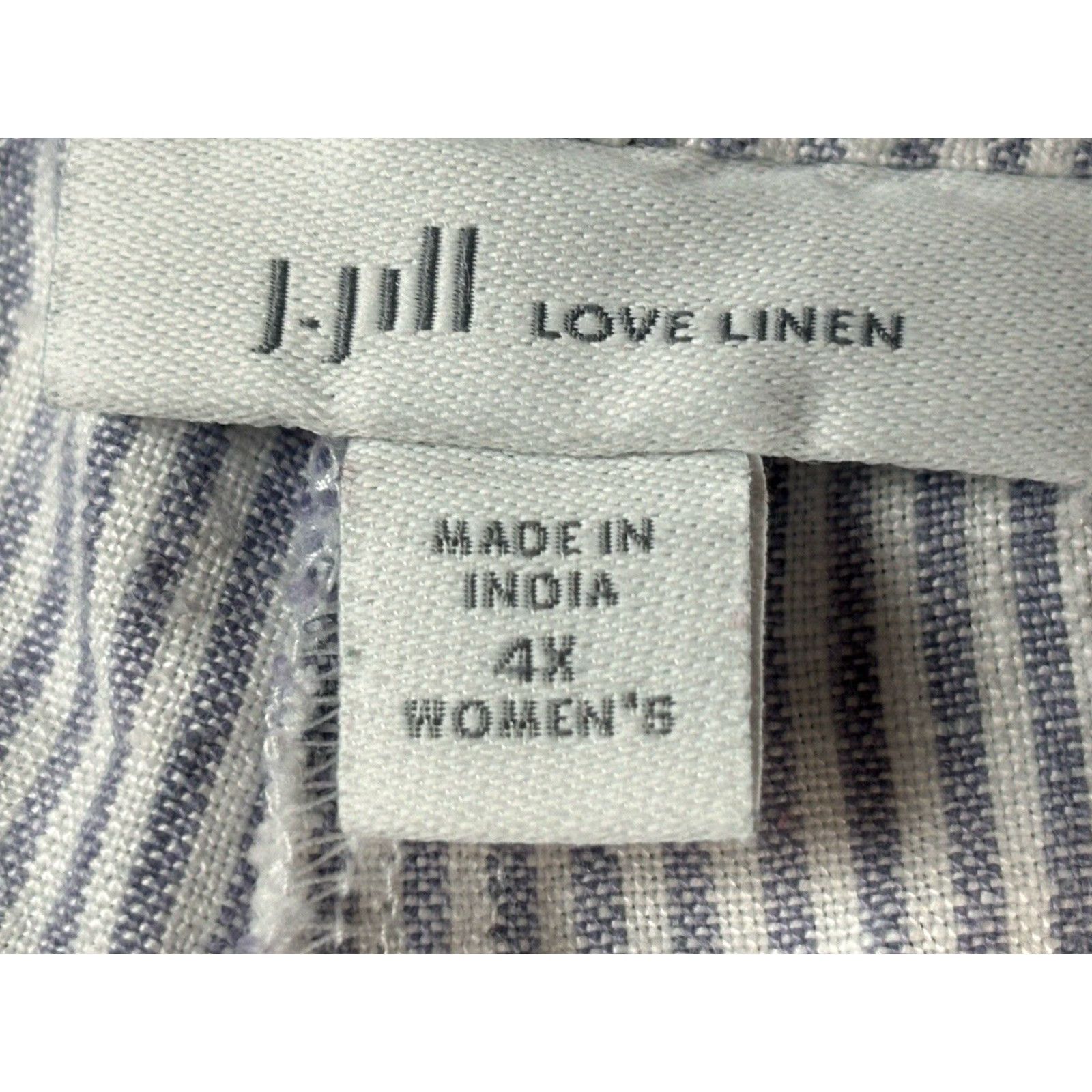 J. Jill J. Jill Love Linen Crop Capri Pants Sz 4X Plus Blue White Striped Buttons Size 40" / US 18 - 6 Thumbnail