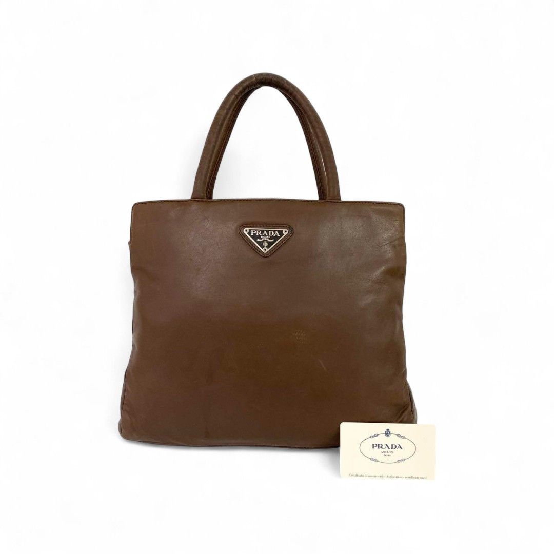Prada Prada - Brown Leather Handbag Tessuto Size ONE SIZE - 1 Thumbnail