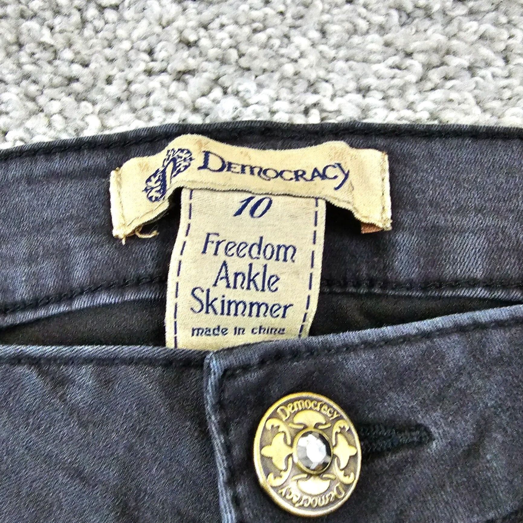 Vintage VINTAGE Democracy Womens Jeans Ankle Mid Rise 10 Gray Denim Floral 30x26 Size 32" / US 10 / IT 46 - 4 Thumbnail