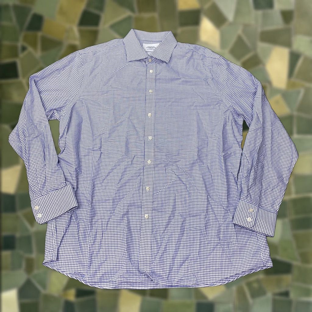Charles Tyrwhitt Charles Tyrwhitt Shirt Mens 18/37 Non Iron Slim Fit Gingham Blue White FN455SNAV Size US L / EU 52-54 / 3 - 1 Thumbnail