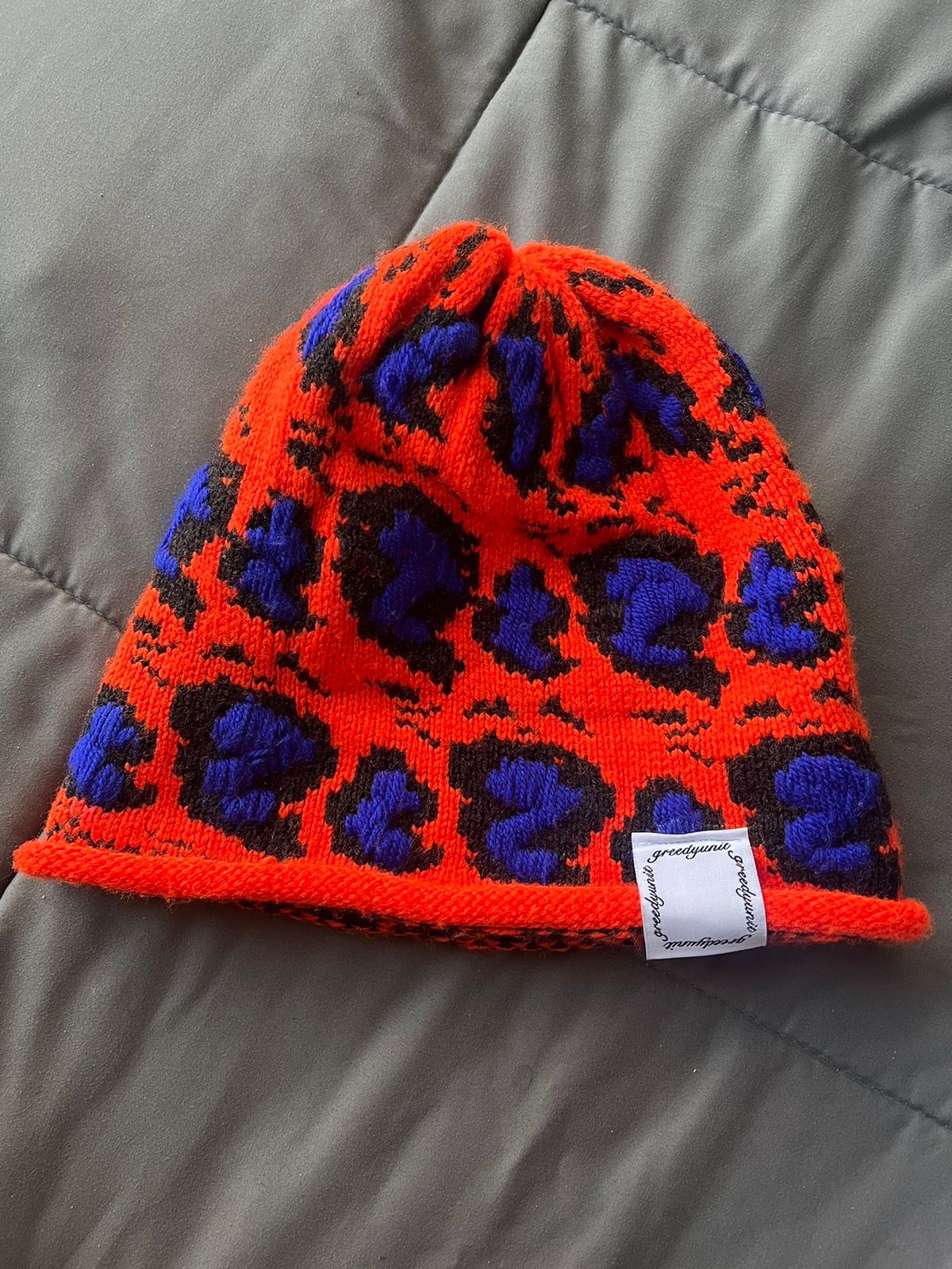 Pre-owned Grailed Condone X Greedy Unit Red Beanie In Blue