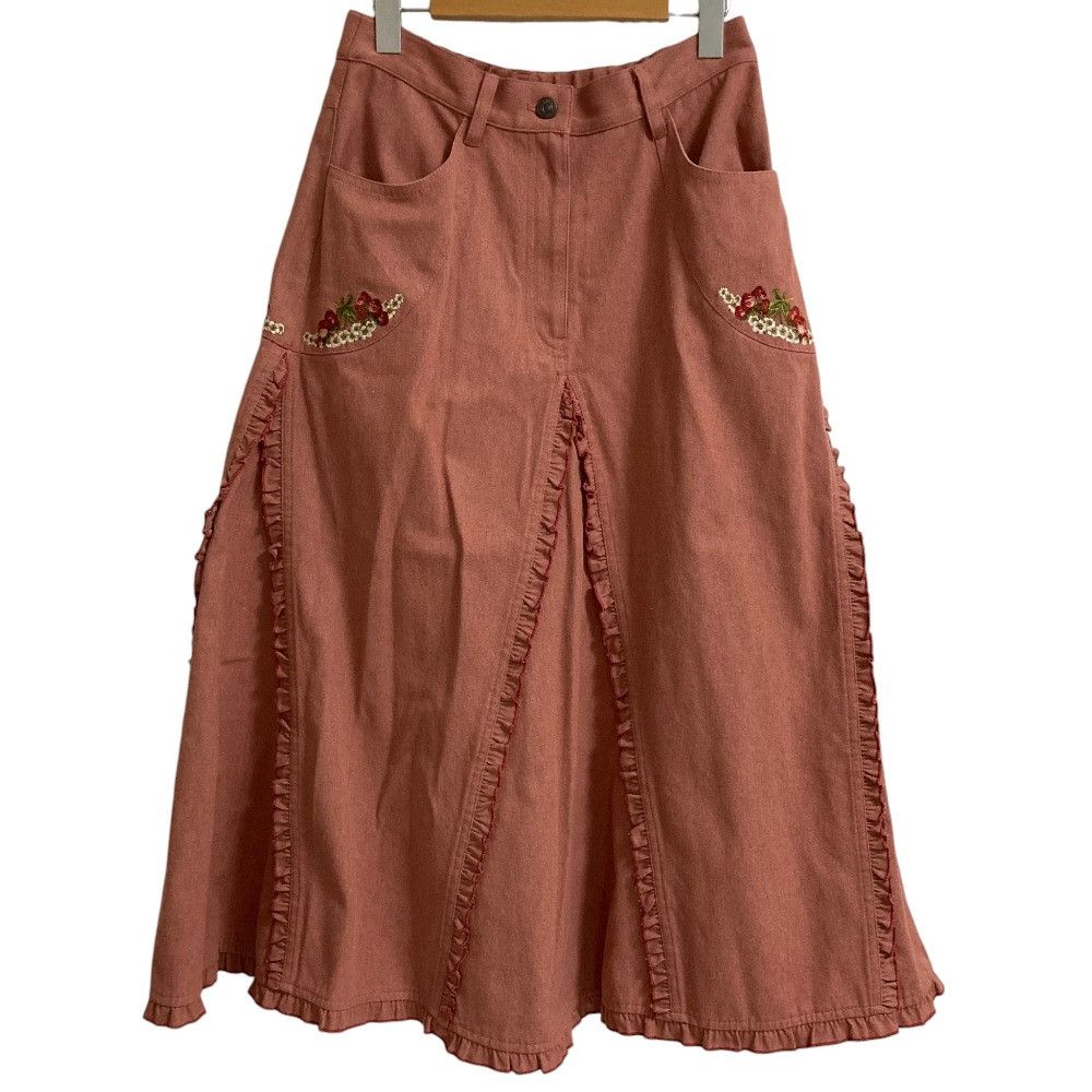 Other Other PINK HOUSE Flower Embroidered Frill Denim Skirt Textile Skirts A2123FSY375 DUTY FREE for USA Size ONE SIZE - 1 Thumbnail