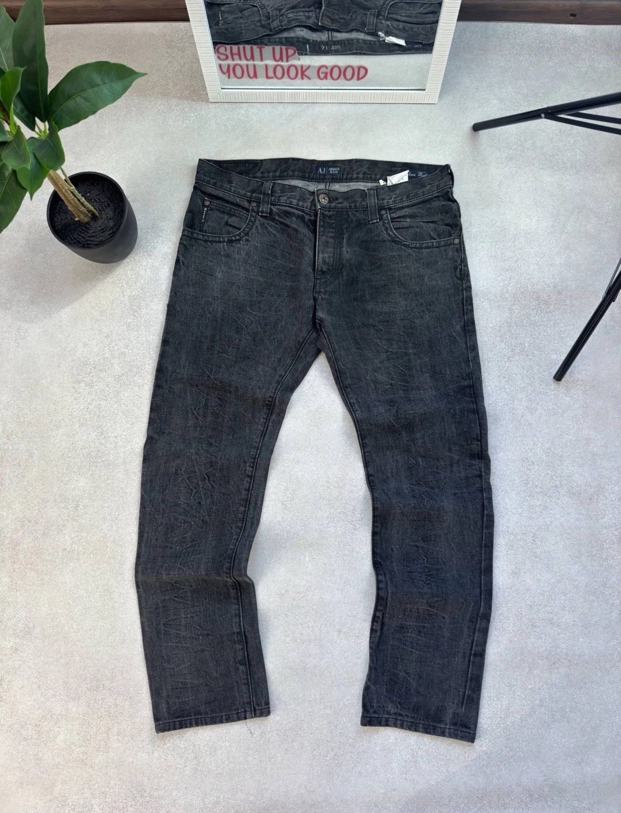 Armani Armani Jeans Vintage Metal Logo Y2K Jeans Gray Pants Men’s Size US 36 / EU 52 - 2 Thumbnail