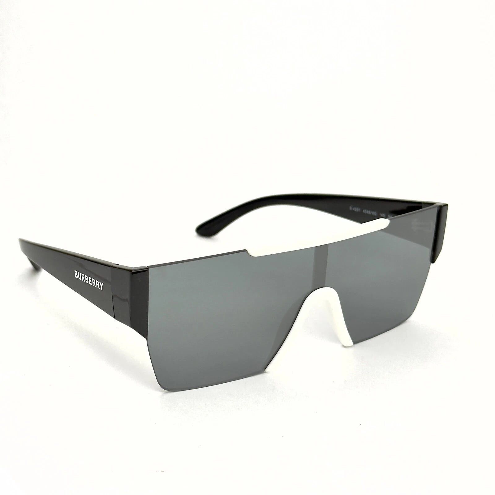 Burberry BURBERRY 4291 BE4291 Black White Rectangular Logo Mask Size ONE SIZE - 2 Thumbnail