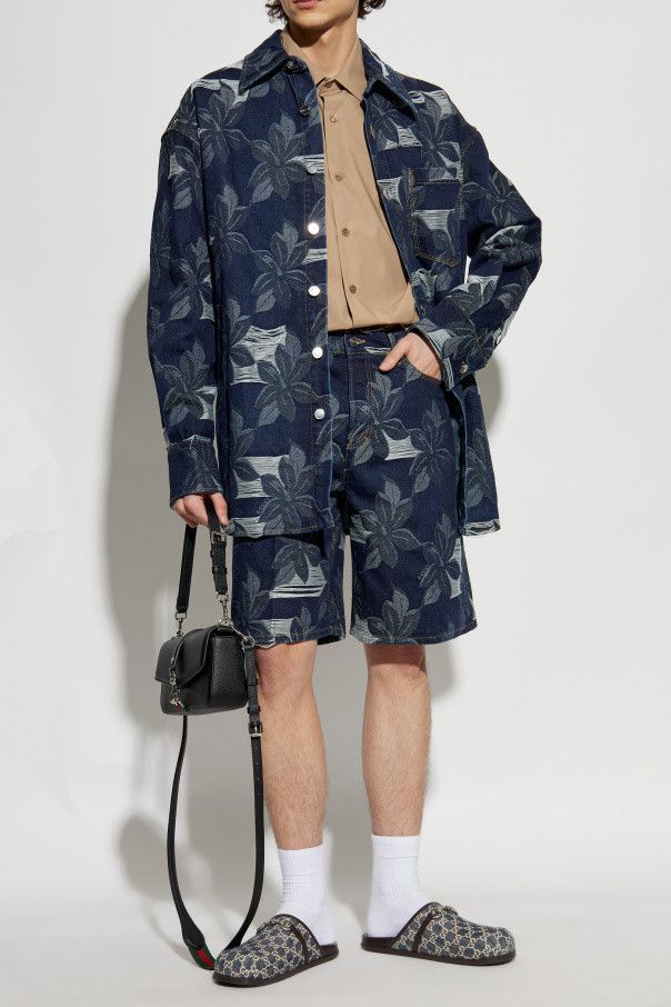 Gucci o1loc1c0226 824222 Denim Jacquard Short in Navy Blue Size US 36 / EU 52 - 2 Thumbnail