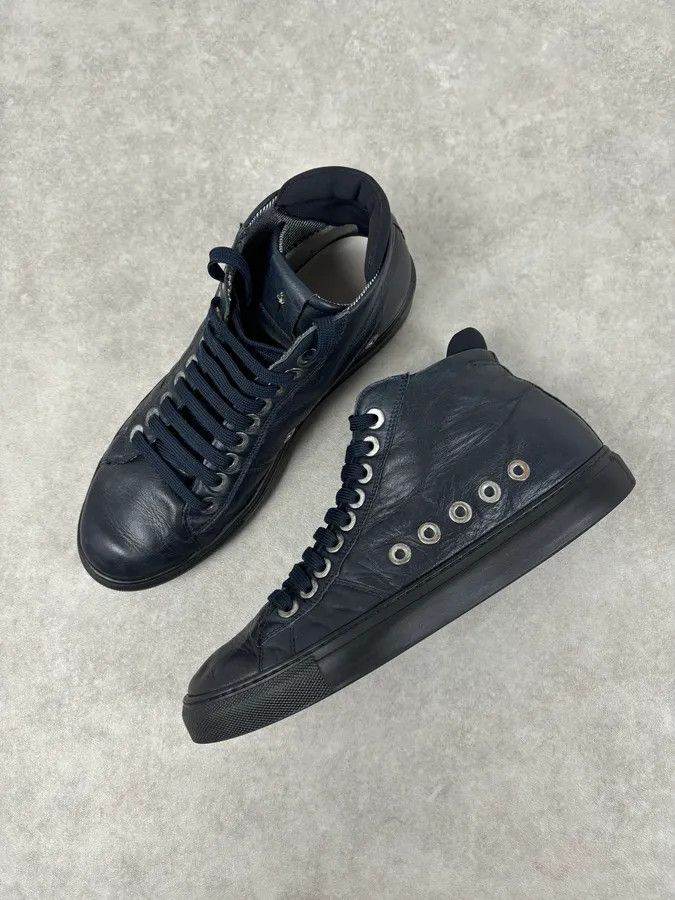 Vintage Cesare Paciotti Navy Eyelet Leather High Sneakers Size US 7 / EU 40 - 8 Thumbnail