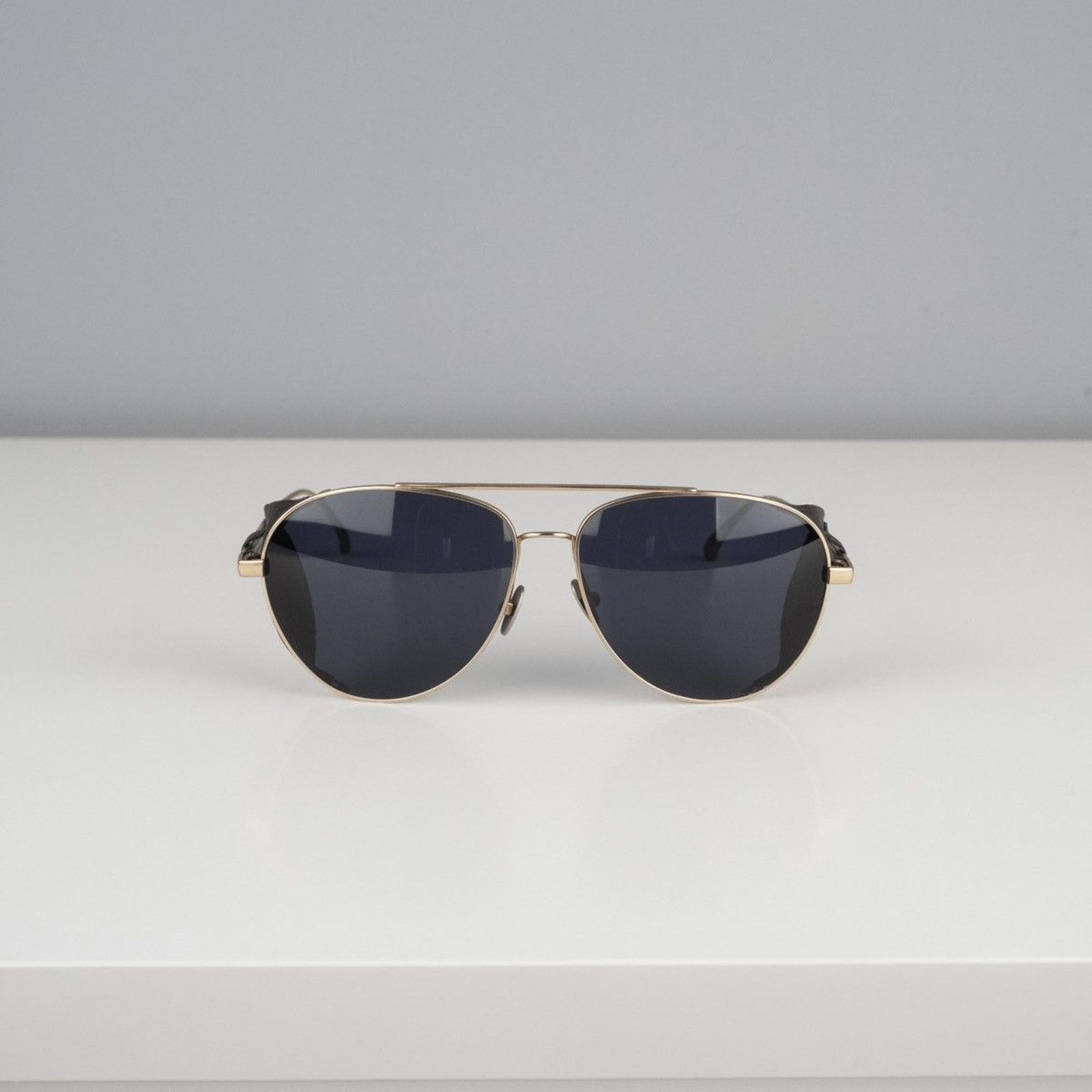 Bottega Veneta Bottega veneta gold leather aviator titanium sunglasses Size ONE SIZE - 2 Thumbnail