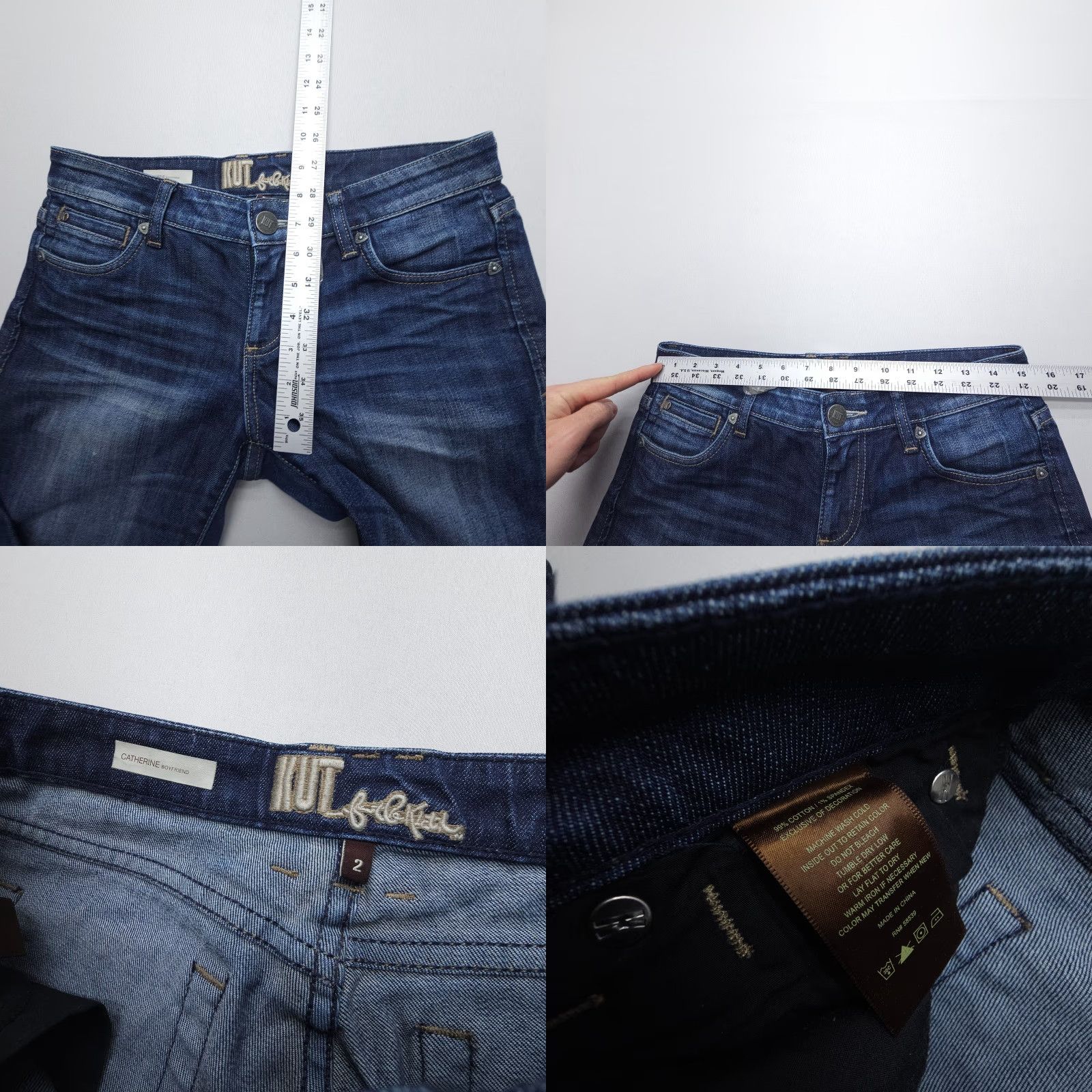 Vintage VINTAGE Kut from the Kloth Catherine Boyfriend Jeans Womens 2 Regular Dark Blue Denim 5-Pocket Size 26" / US 2 / IT 38 - 8 Thumbnail