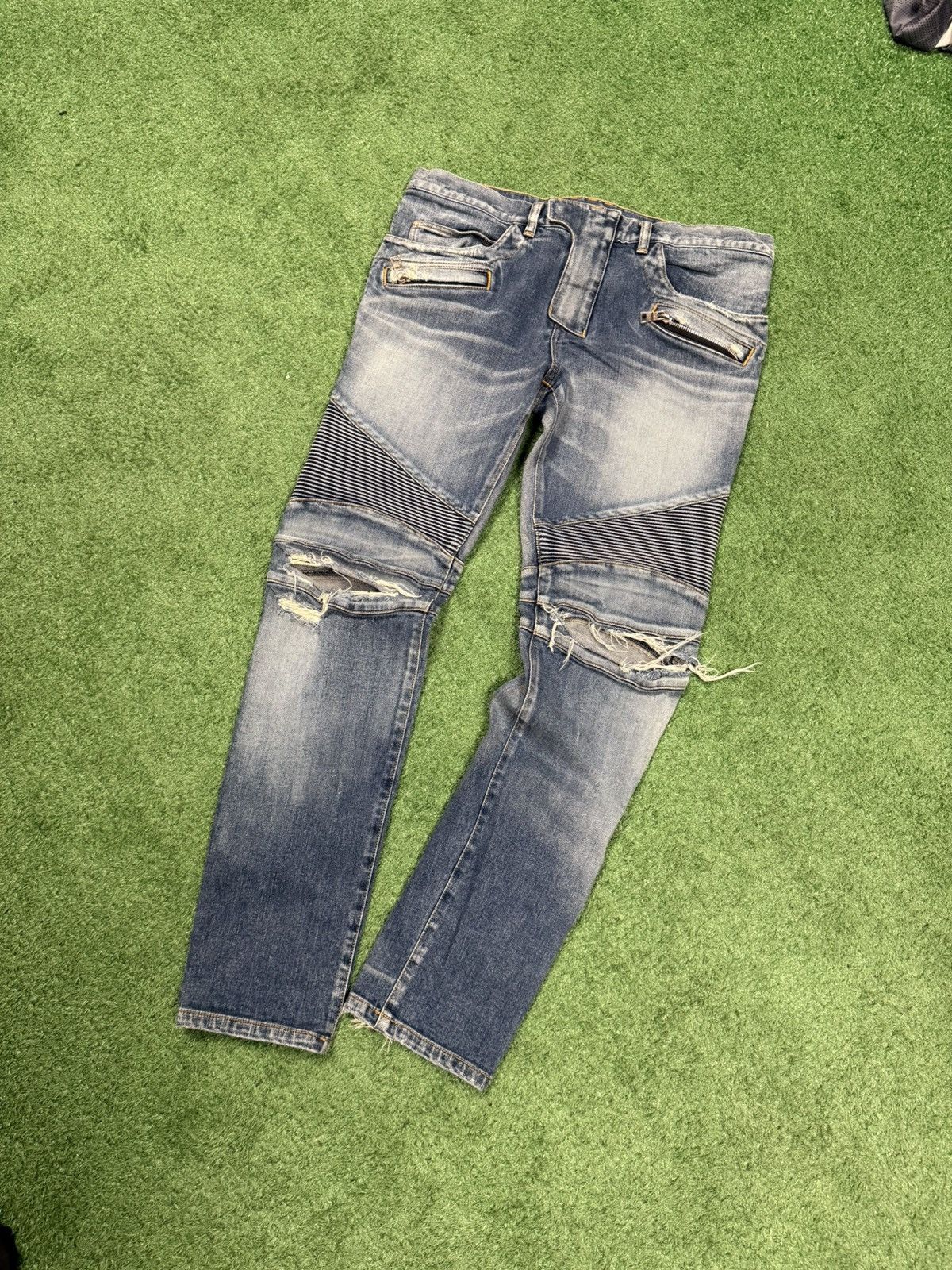 Balmain paris biker denim