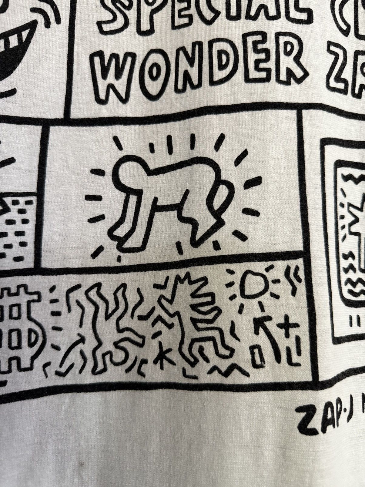 Arts & Science × Keith Haring × Vintage Vintage 90s Keith Haring Special Crew Worder Zap-J Art Tee Size US L / EU 52-54 / 3 - 8 Thumbnail