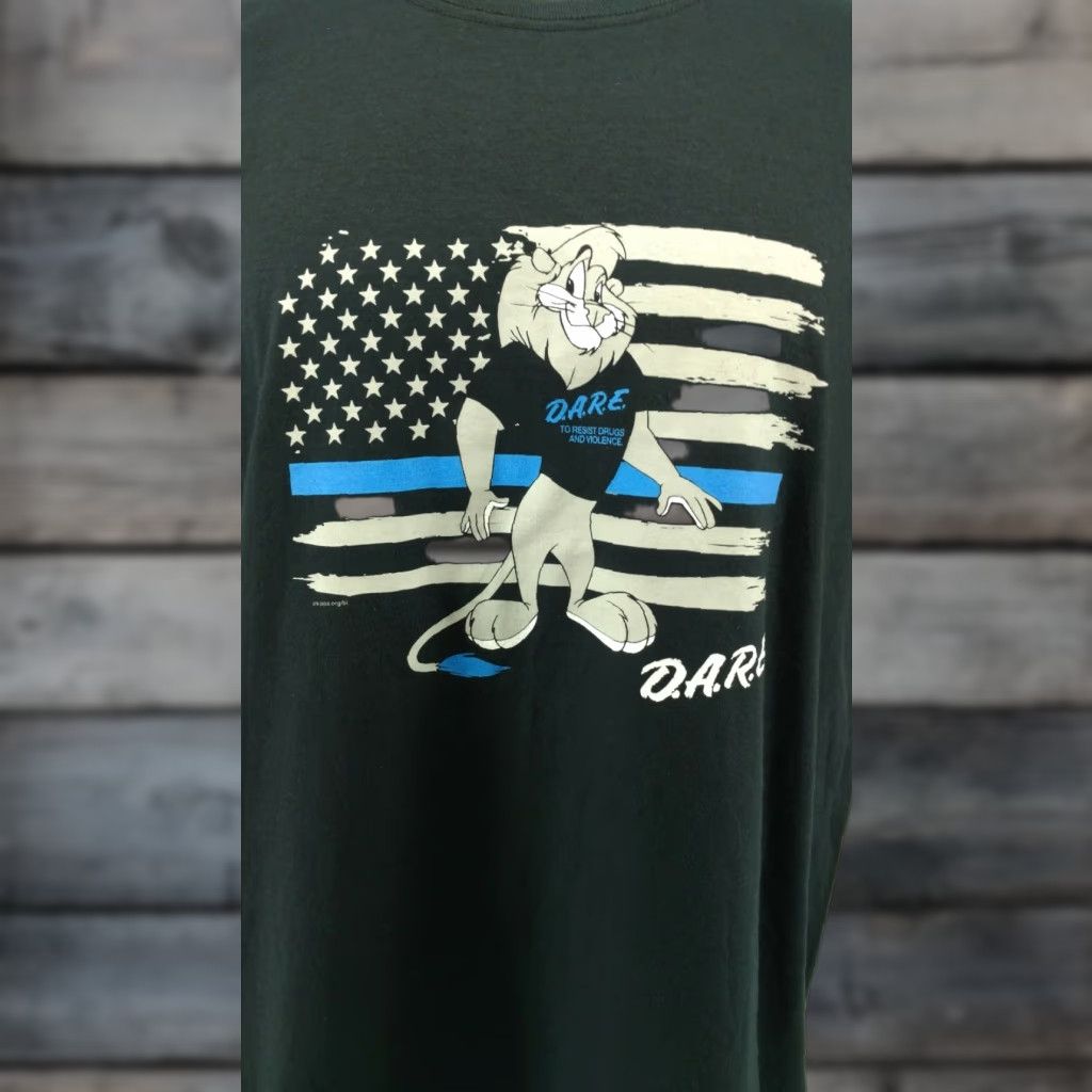 Port & Company DARE TO STAY OFF DRUGS LION Black XL T-Shirt Port & Company Mens Short Sleeve Cotton Graphic Tee Size US XL / EU 56 / 4 - 1 Thumbnail
