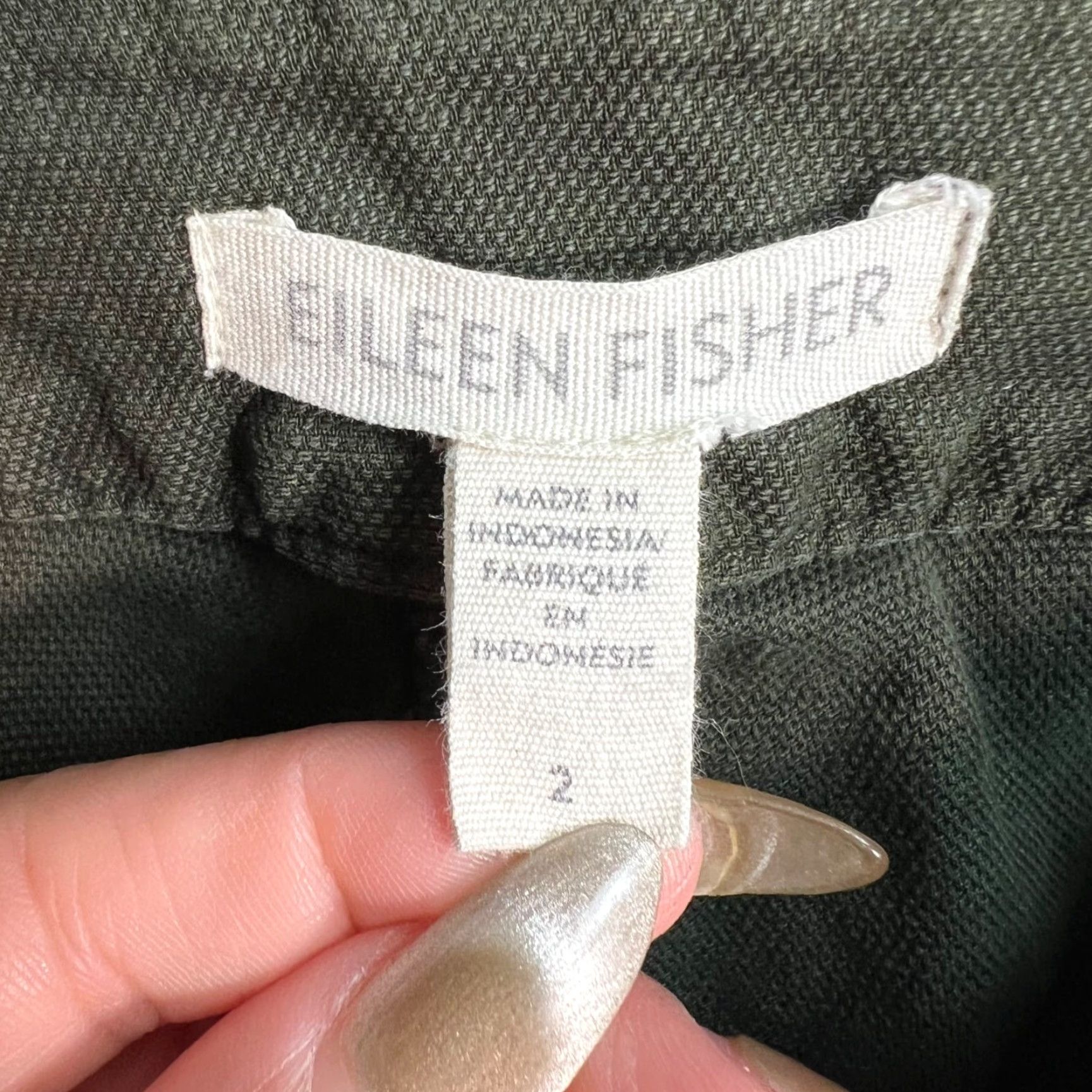 Eileen Fisher EILEEN FISHER Olive Green Organic Cotton Hemp Blend Tapered Pants Size 2 Womens Size 26" / US 2 / IT 38 - 3 Thumbnail
