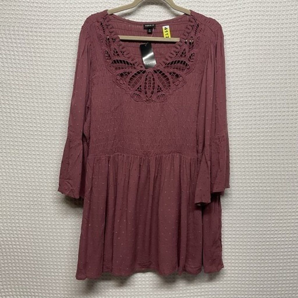 Torrid NWT Torrid Crinkle Bell Sleeve Lace Swiss Dots Tunic Women3X Size ONE SIZE - 1 Thumbnail