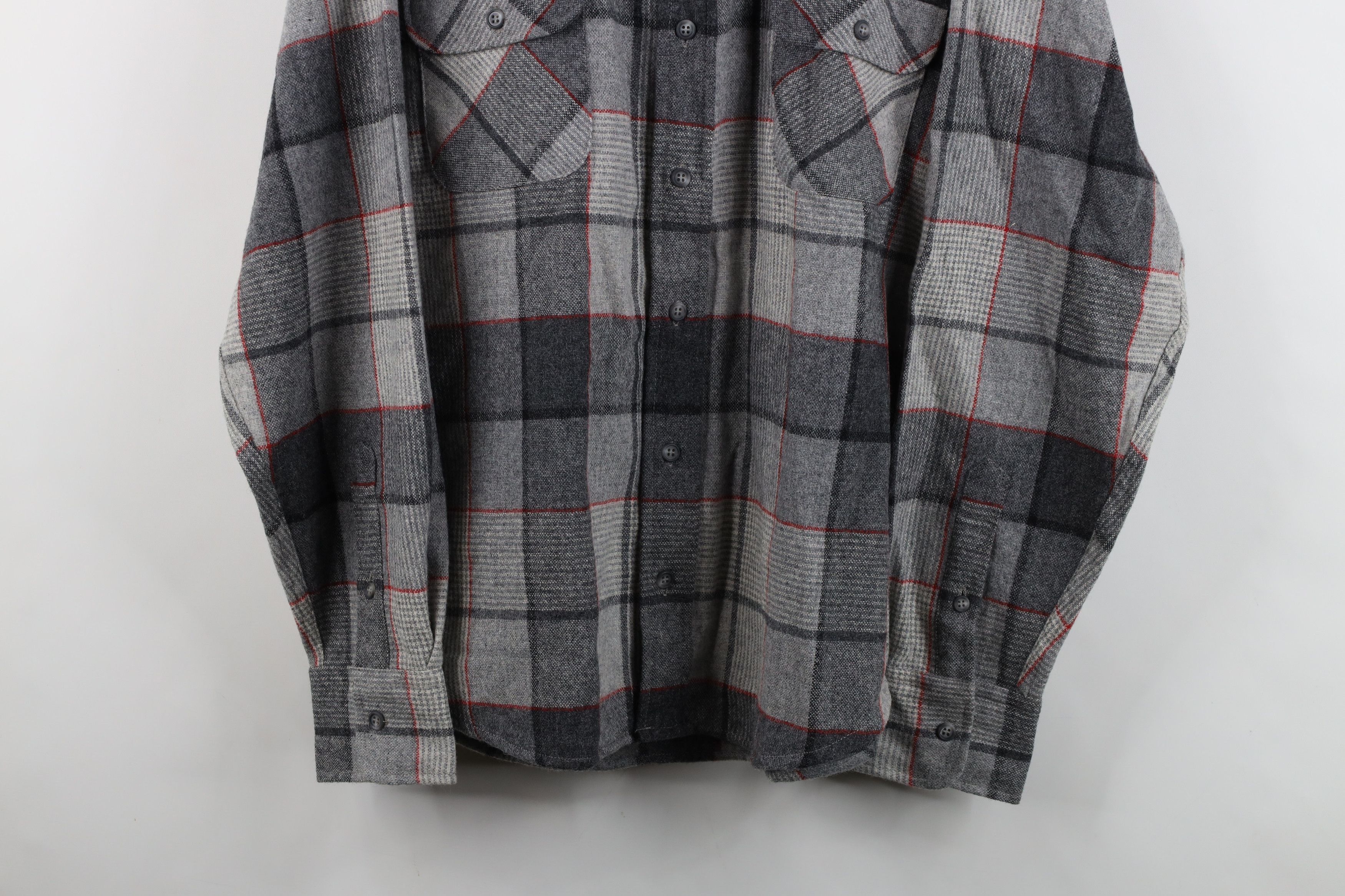 Vintage Vintage 70s 80s Streetwear Knit Collared Button Shirt Plaid Size US L / EU 52-54 / 3 - 3 Thumbnail