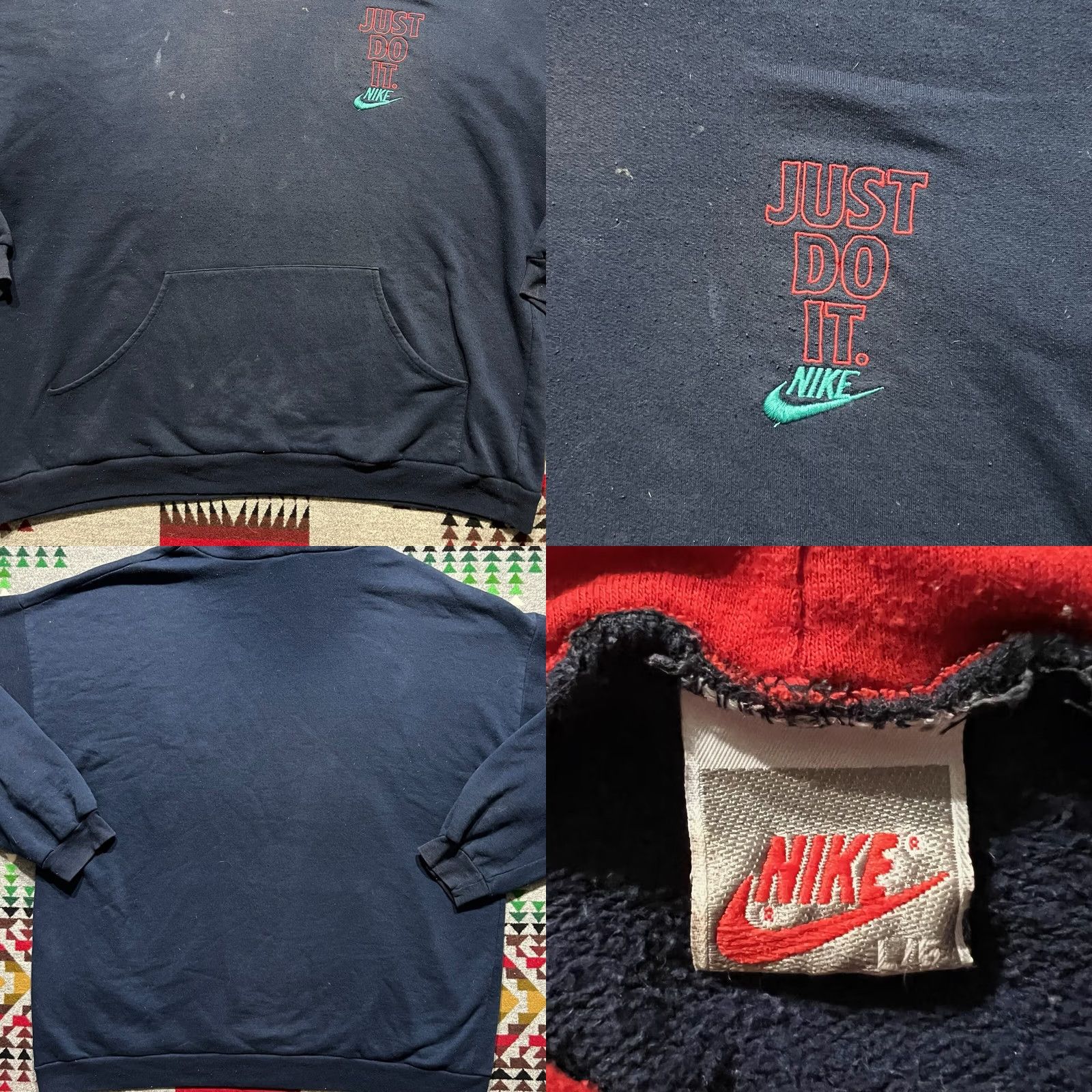 Nike VINTAGE Nike Hoodie Large Blue Just Do It 90s Pullover Mens C6 Size US L / EU 52-54 / 3 - 8 Thumbnail