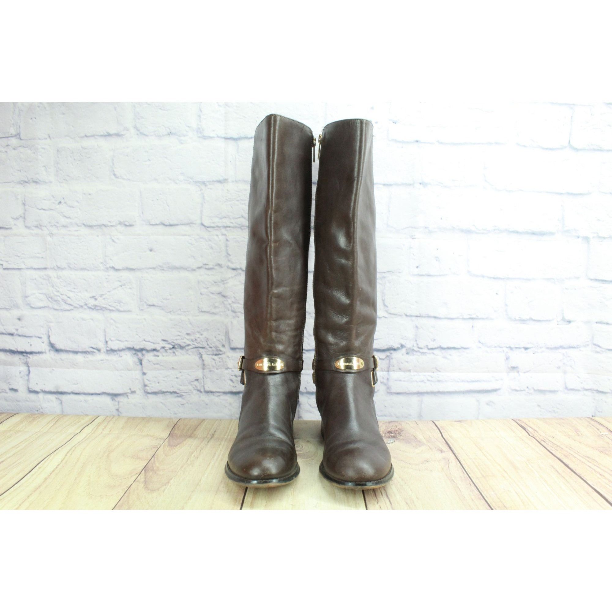 Michael Kors Michael Michael Kors Women’s Arley Brown Leather Riding Boot Size US 7.5 / IT 37.5 - 12 Thumbnail