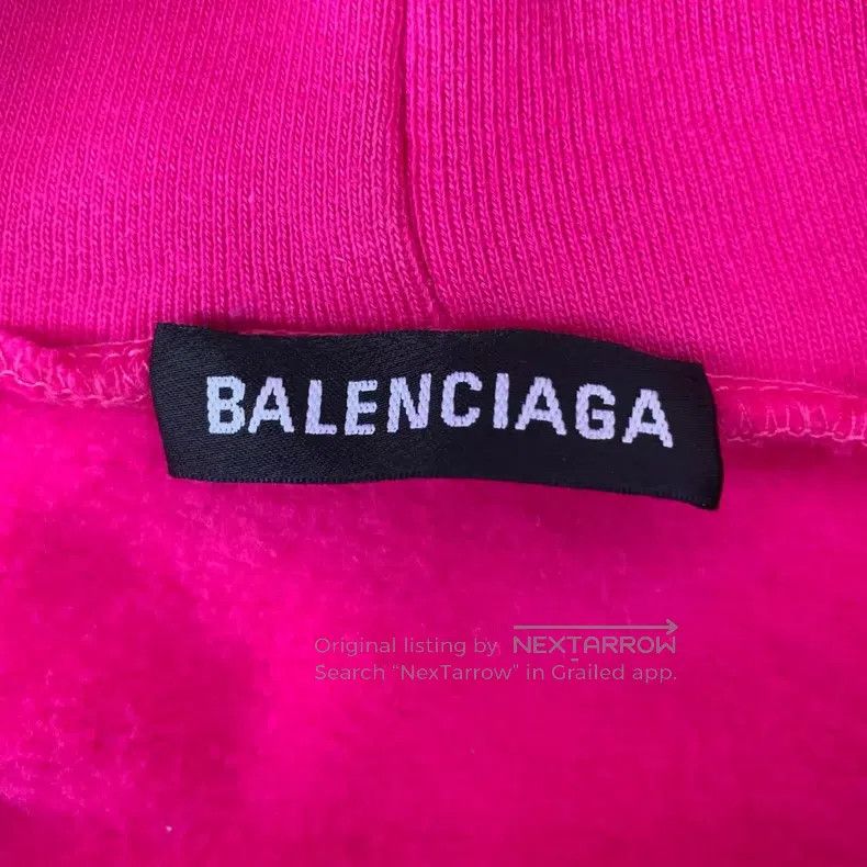 Balenciaga Balenciaga Rose Pink Letter Printed Hooded Drawstring Cott Size US XS / EU 42 / 0 - 8 Thumbnail
