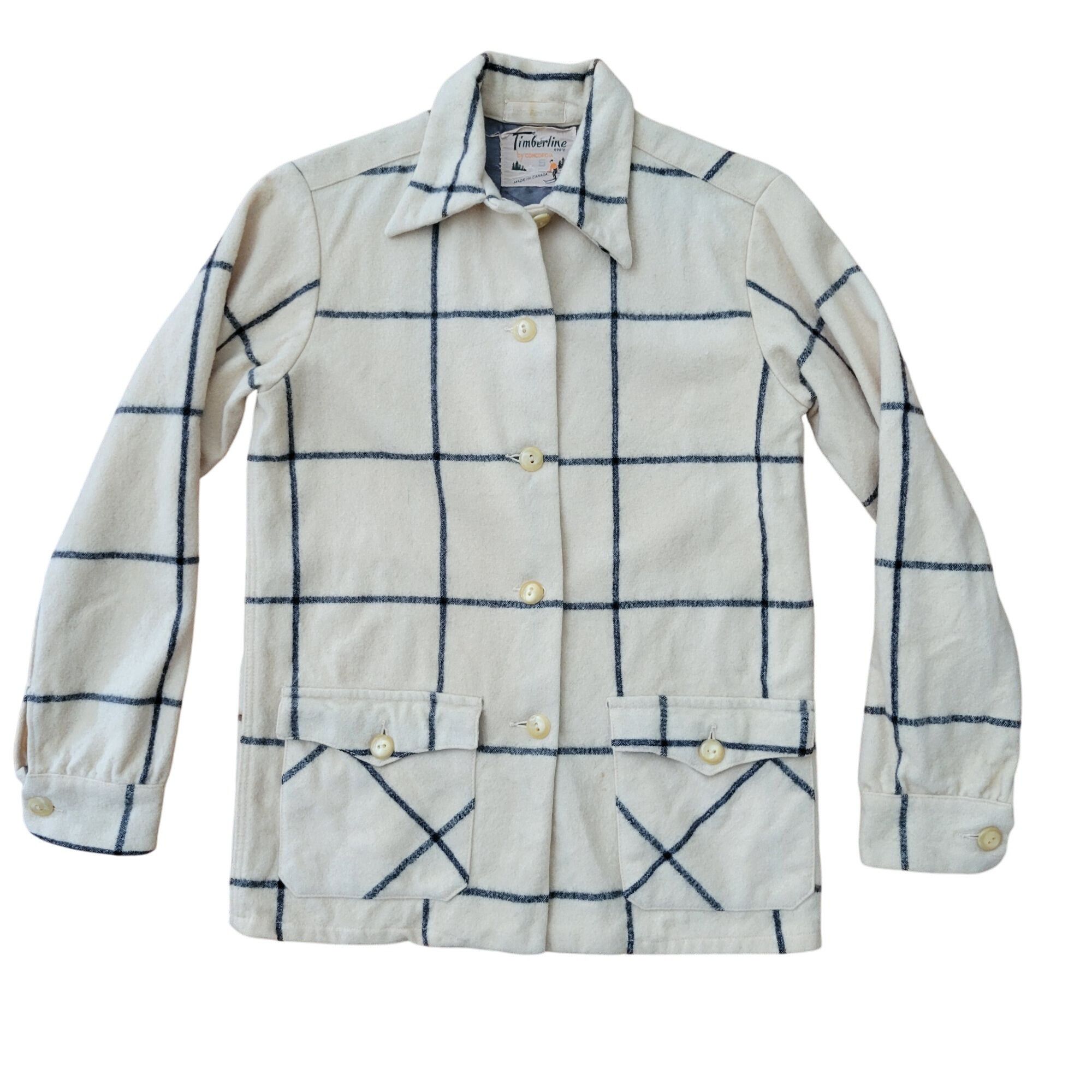 Vintage Vintage Timberline Wool Jacket Concordia S Cream Black Plaid Size S / US 4 / IT 40 - 1 Thumbnail