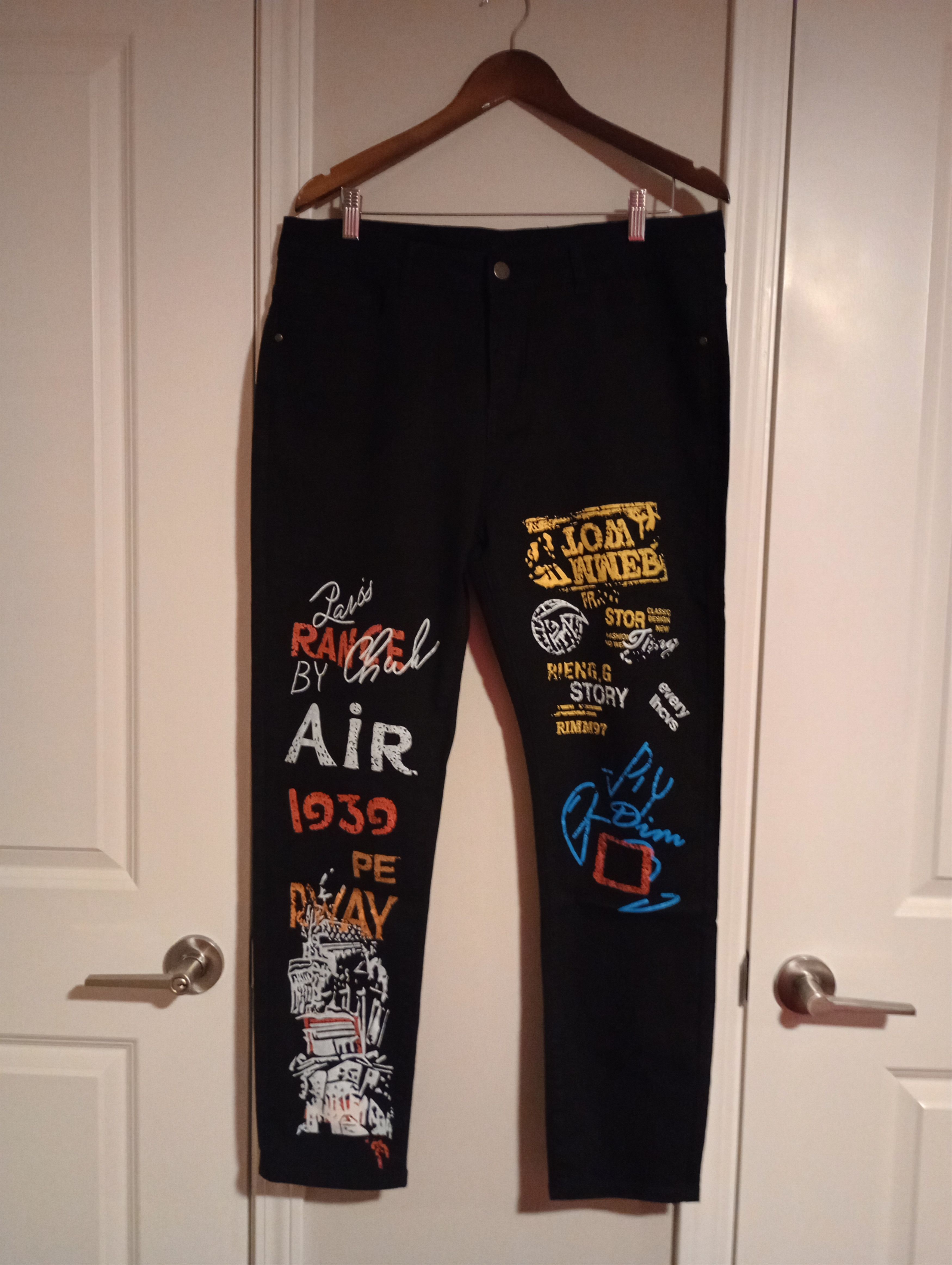 Other Men's Graffiti Street Style Denim Fashion Jeans Size US 36 / EU 52 - 9 Thumbnail