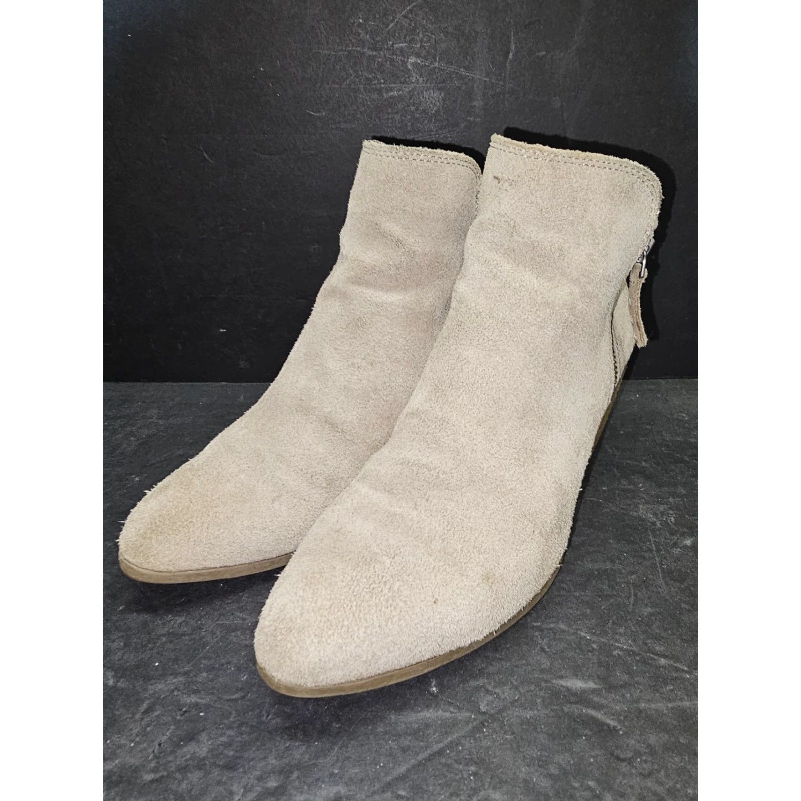 Frye FRYE Judith Ankle Bootie Suede Ash Beige Side Zip Women’s Size 7 M Boot Frye Size US 6 / IT 36 - 6 Thumbnail