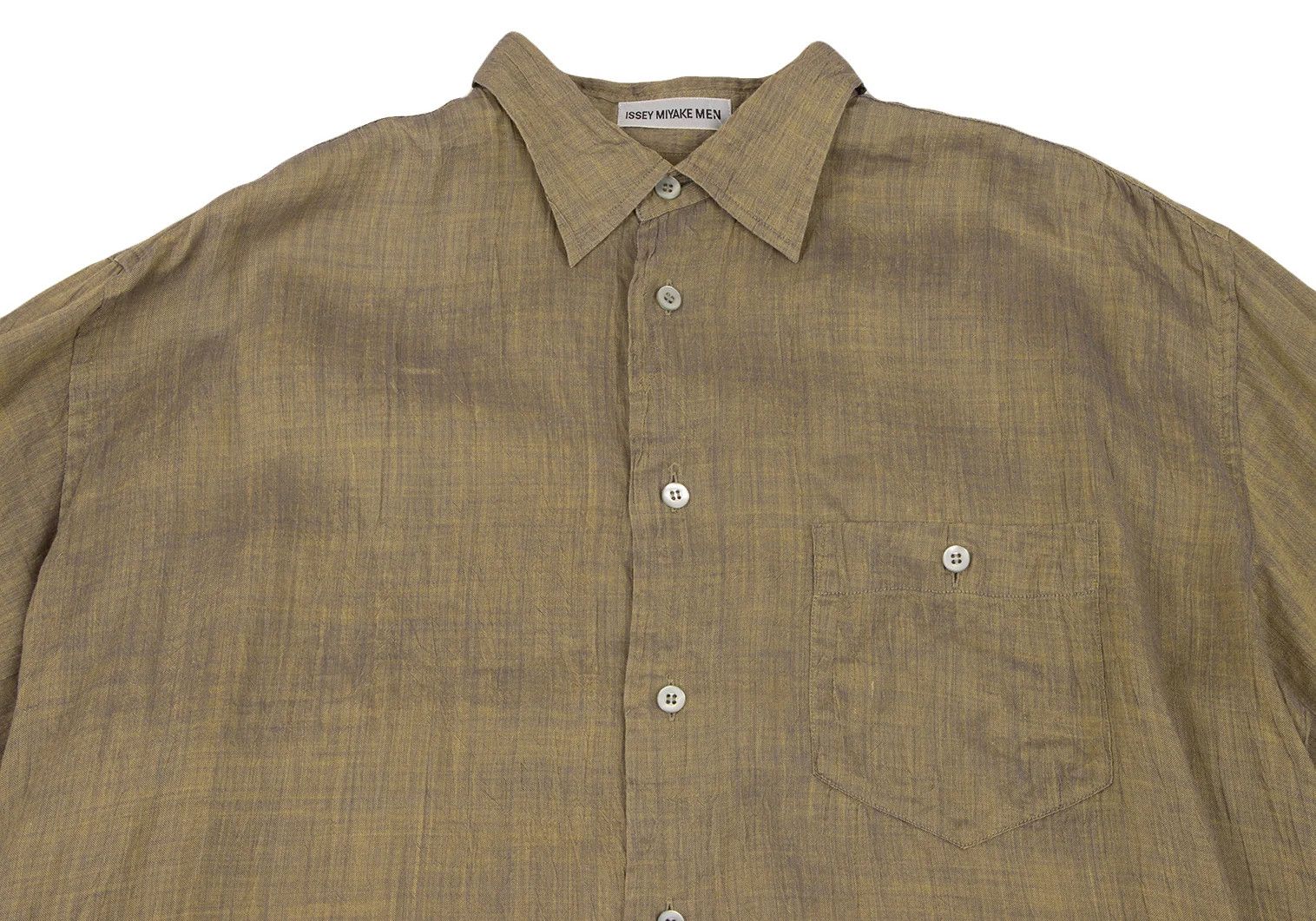 Issey Miyake Linen Long Sleeve Shirt in Yellow-Grey, Size XL Size US XL / EU 56 / 4 - 2 Thumbnail