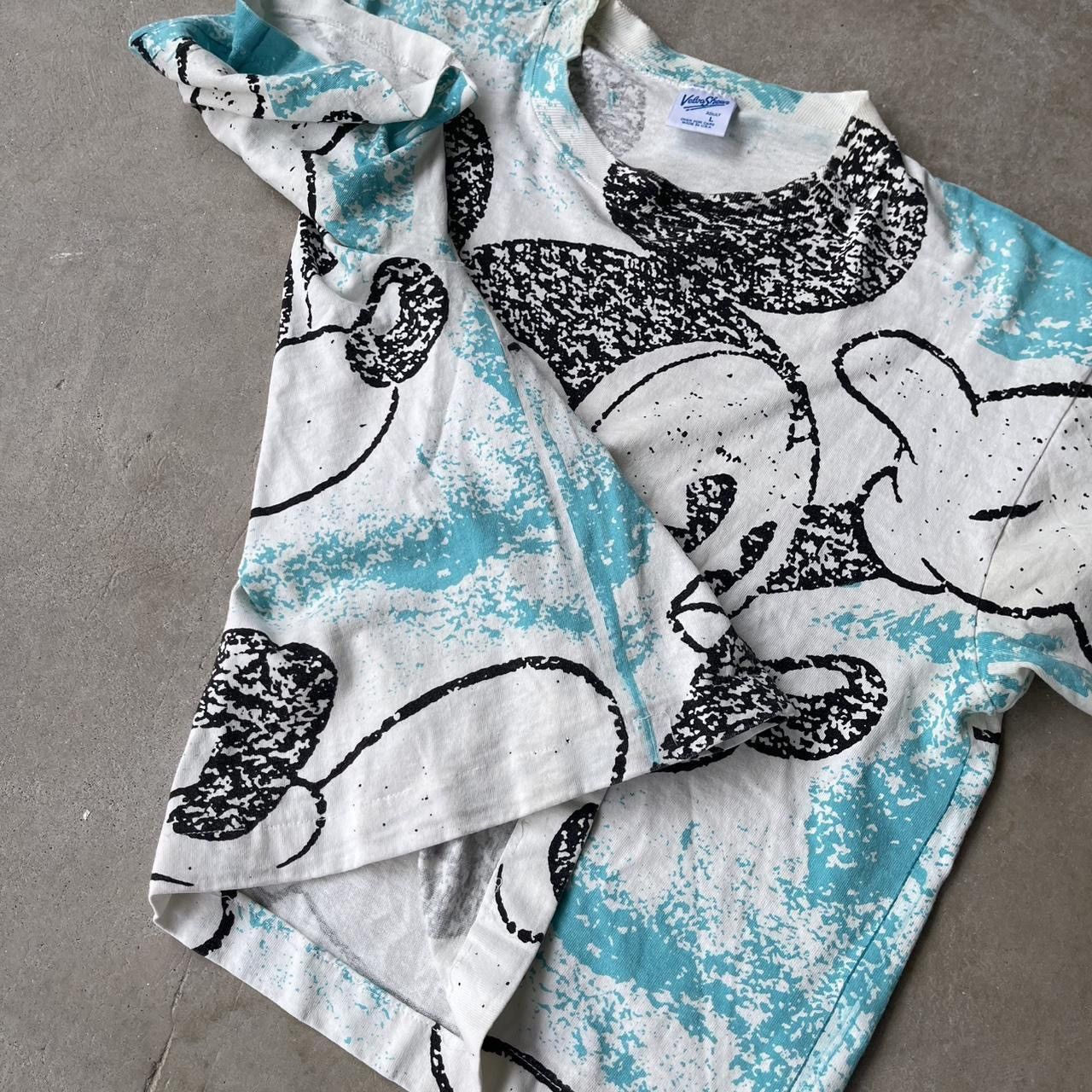 Velva Sheen ★ 80S VELVA SHEEN VINTAGE SINGLE STITCH MICKEY CROPPED AOP Size US XL / EU 56 / 4 - 4 Thumbnail