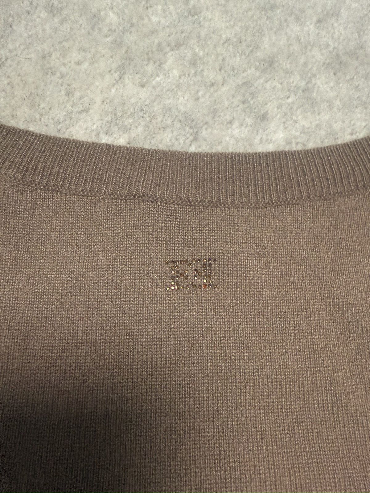 Escada sleeveless sweater 100% cashmere Escada brown rhinestones Size L / US 10 / IT 46 - 7 Thumbnail