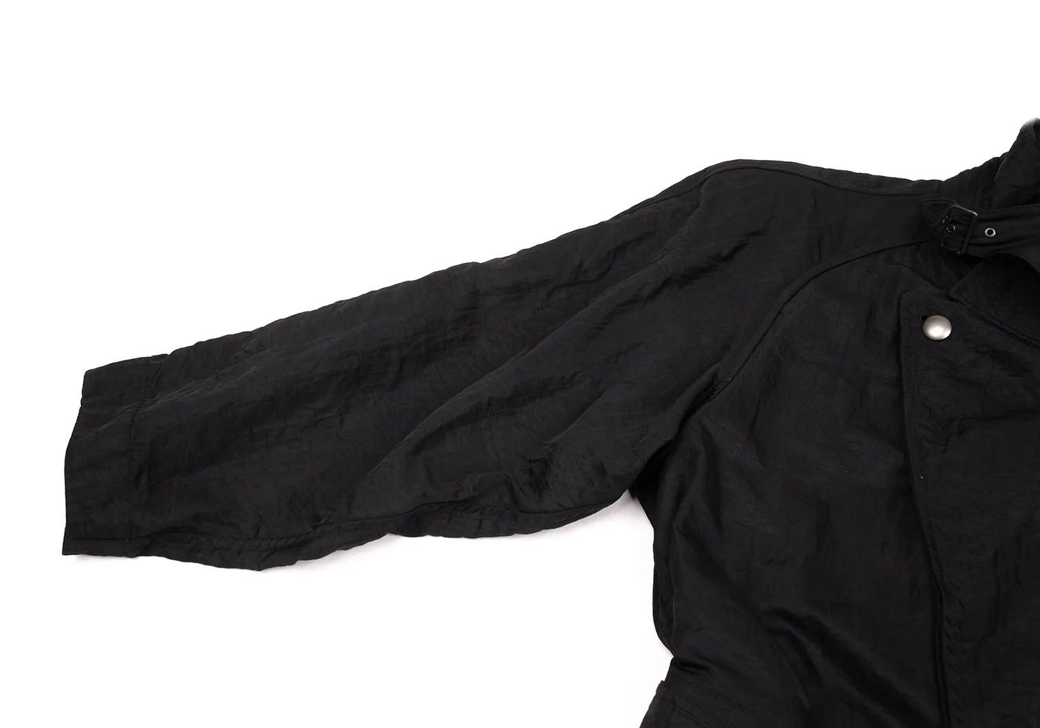 Issey Miyake Nylon Shirred Long Coat in Black, Size M Size US M / EU 48-50 / 2 - 8 Thumbnail