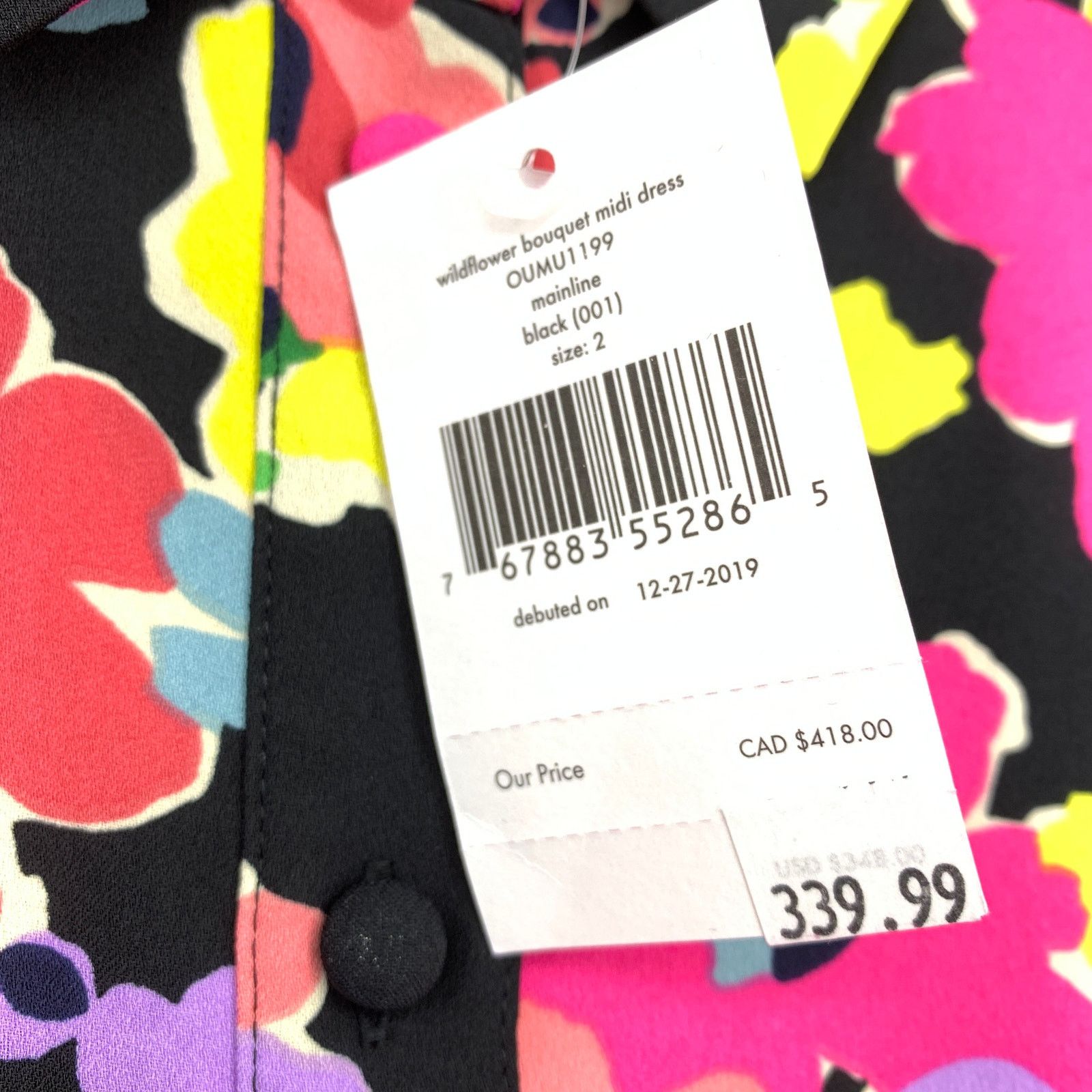 Kate Spade Kate Spade Wildflower Bouquet Midi Dress Size 2 Black NEW Size XS / US 0-2 / IT 36-38 - 7 Thumbnail