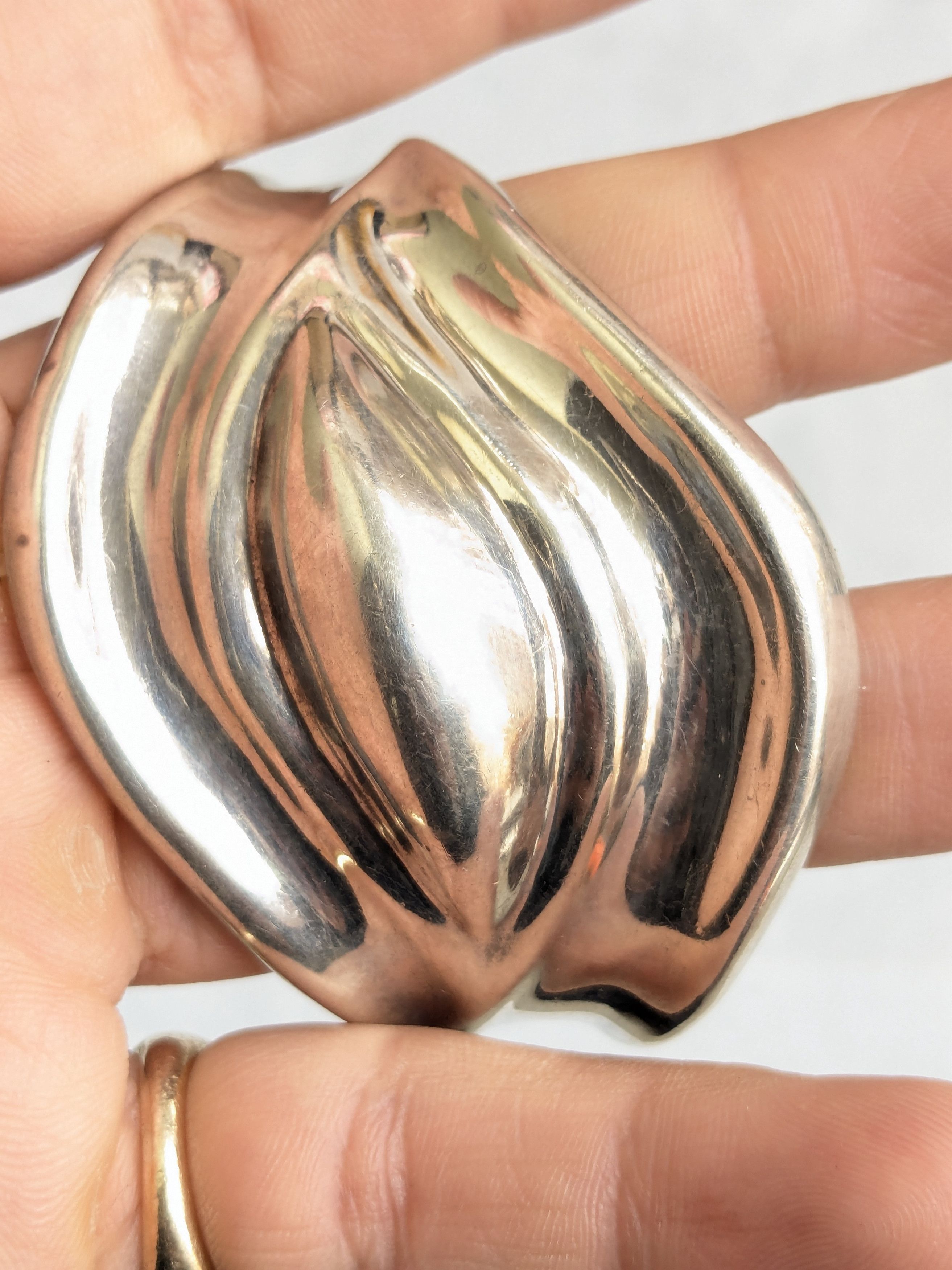 Jewelry Vintage Taxco Sterling Silver Cuff Bracelet Abstract Modern Size ONE SIZE - 13 Thumbnail
