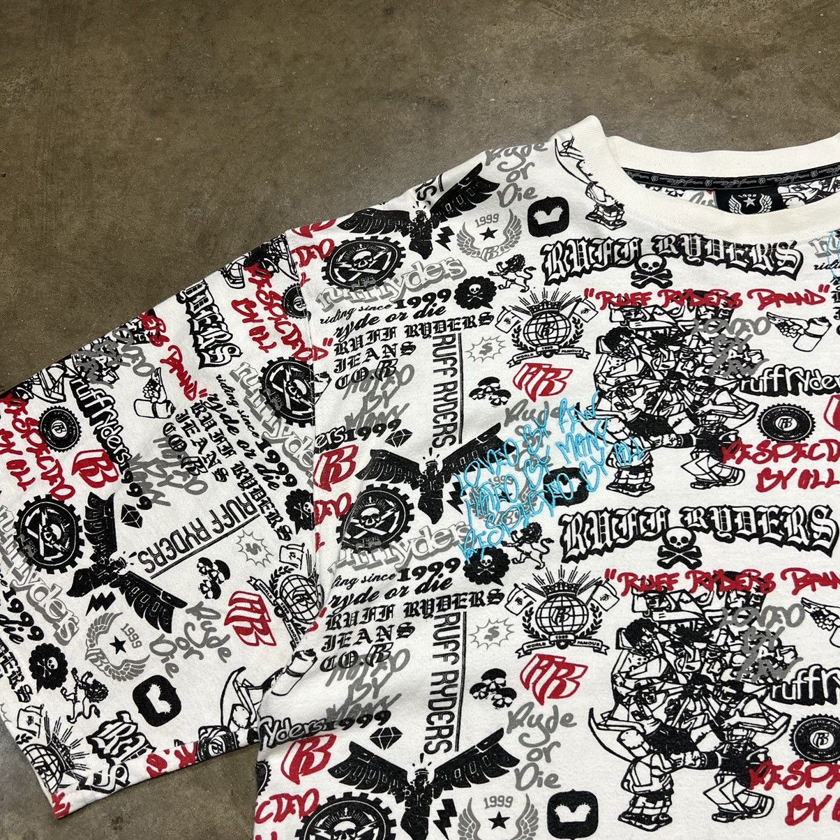 Rap Tees × Ruff Ryders × Vintage Vintage Ruff Ryders DMX Graphic Tee Y2K Skater Cyber AOP Size US XL / EU 56 / 4 - 4 Thumbnail