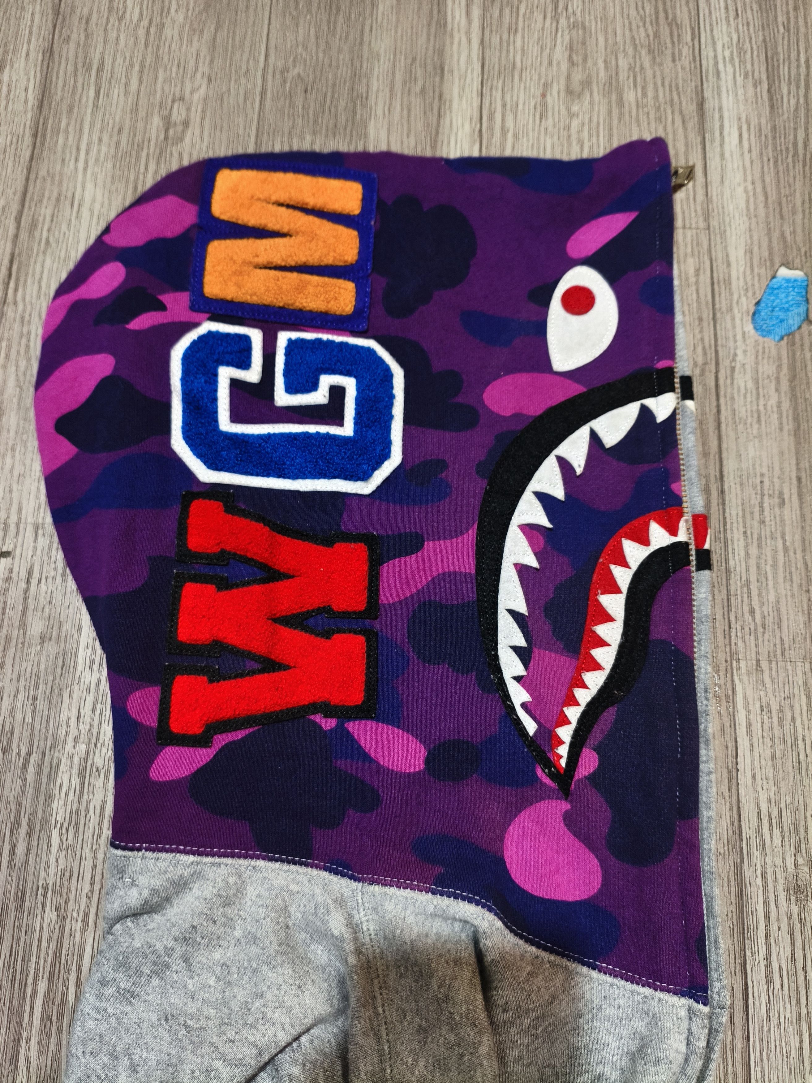 Bape Bape Grey X purple Camo shark full zip hoodie Size US M / EU 48-50 / 2 - 3 Thumbnail