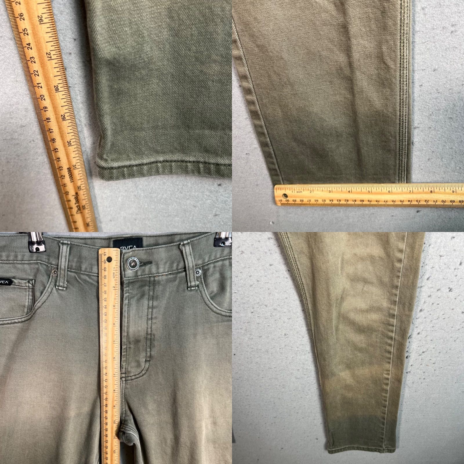 RVCA RVCA Mens Jeans 33 Slim Tapered Leg Green Cotton Blend Denim 5-Pocket Mens Modern Fit Size US 33 - 8 Thumbnail