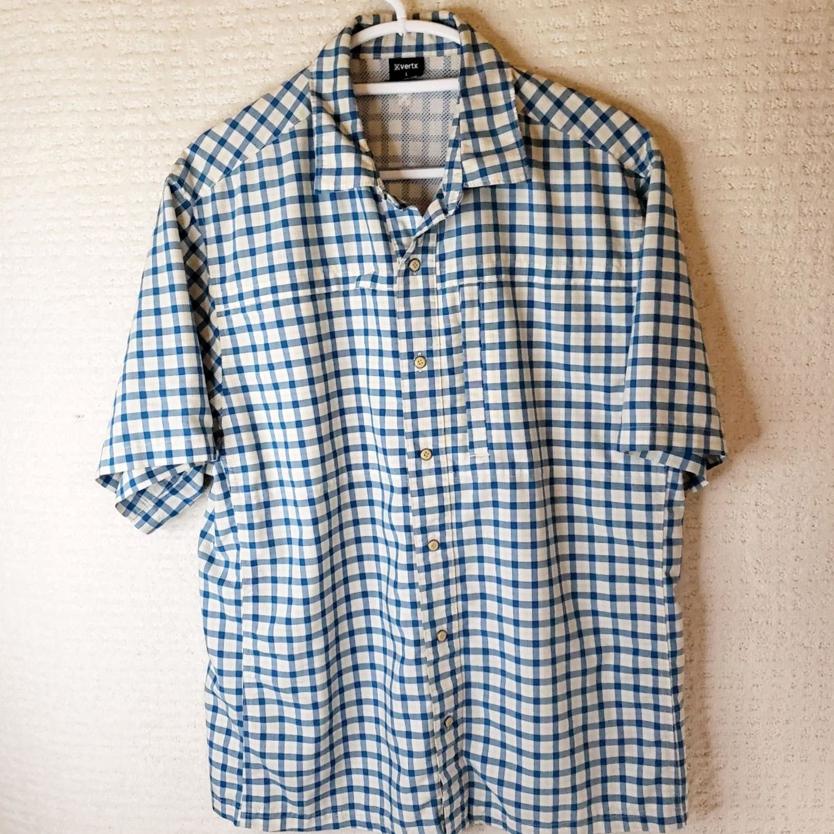 Vintage Vertx Shirt Mens Medium Blue Check Short Sleeve Conceal Carry Spring Summer Fall Casual Workwear Modern Outdoor Shirt Size US M / EU 48-50 / 2 - 2 Thumbnail