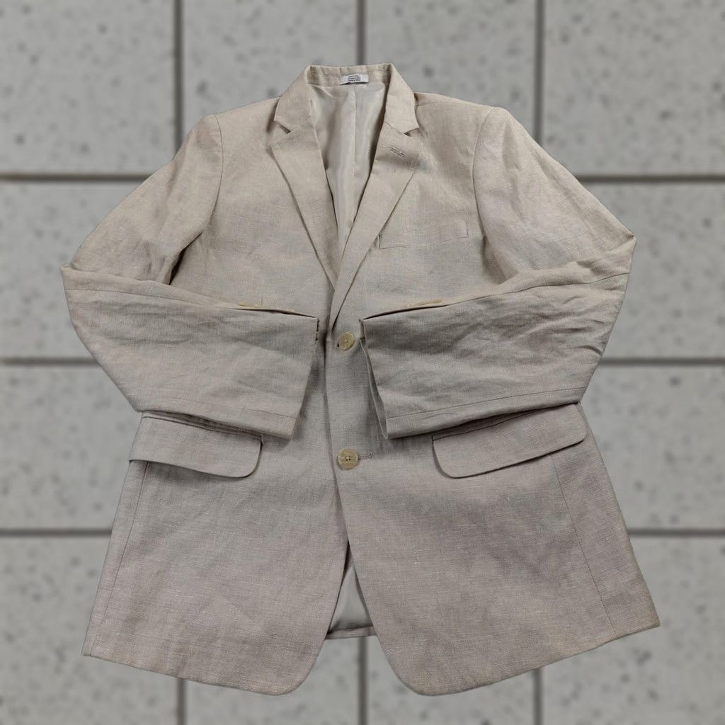 Calvin Klein Calvin Klein Blazer Womens 16 Beige Linen Blend Single-Breasted Notch Lapel 100% Polyester Lining Size XXL / US 16-18 / IT 52-54 - 1 Thumbnail