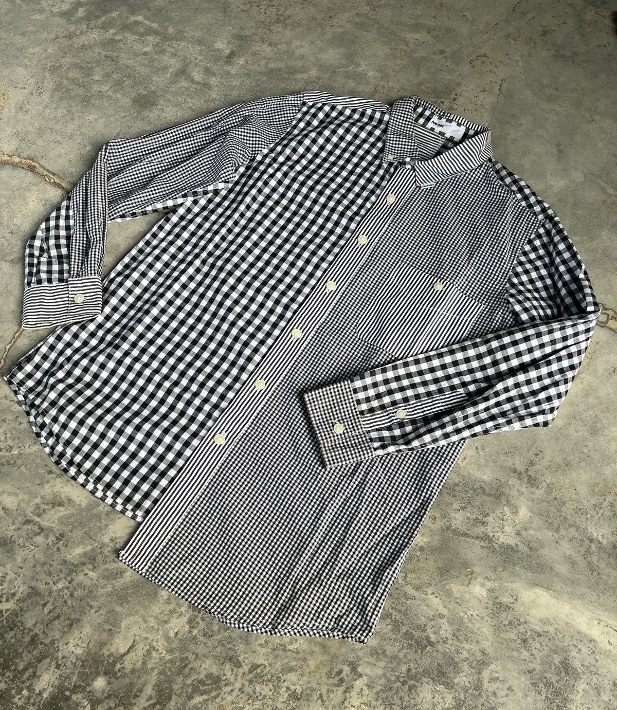 Issey Miyake × Japanese Brand × Ne-Net Ne-net X Issey Miyake Checked Patchwork Shirt Size US M / EU 48-50 / 2 - 3 Thumbnail