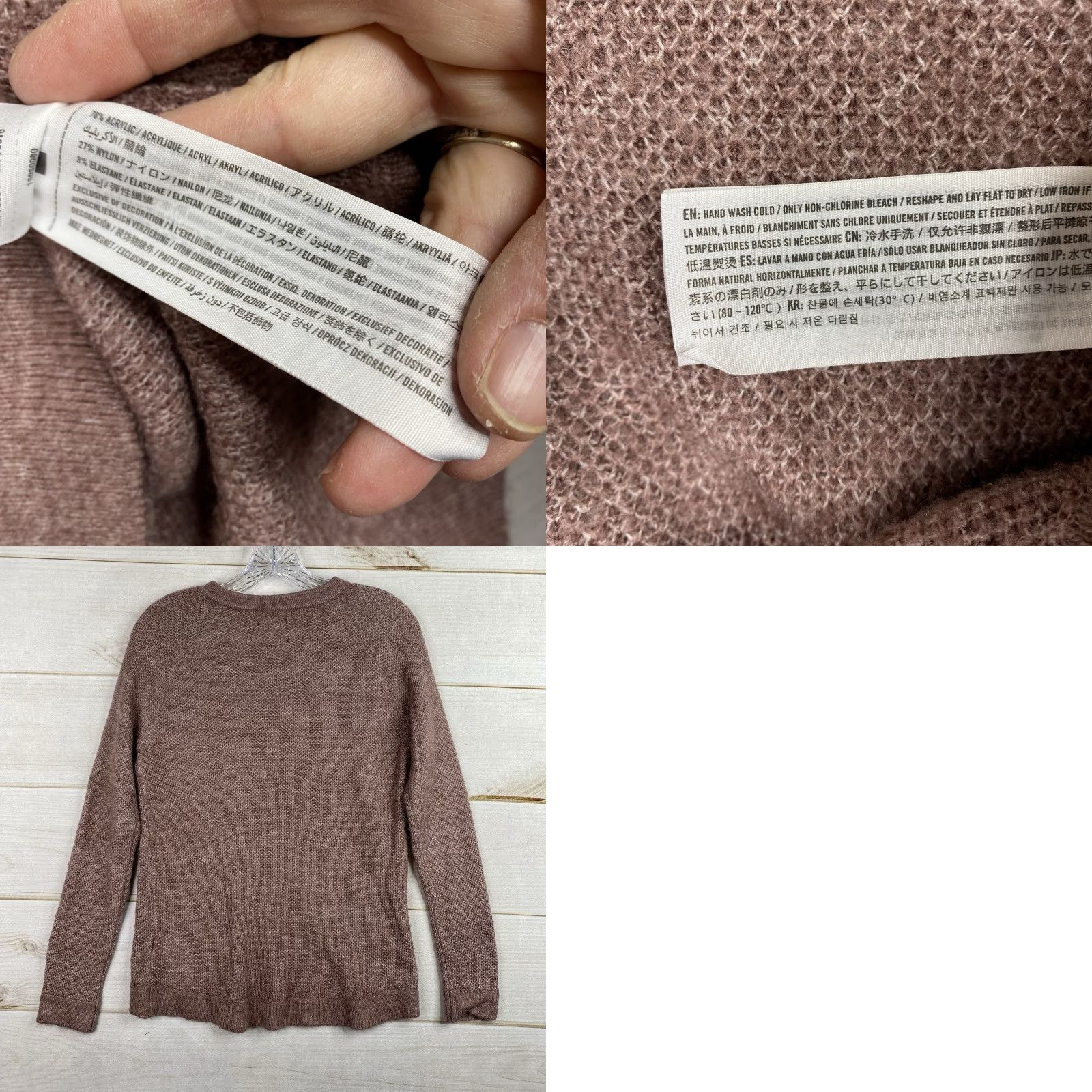 Abercrombie & Fitch Abercrombie & Fitch Sweater Womens XS Pink Shoulder Zip Waffle Knit Stretch Size XS / US 0-2 / IT 36-38 - 8 Thumbnail