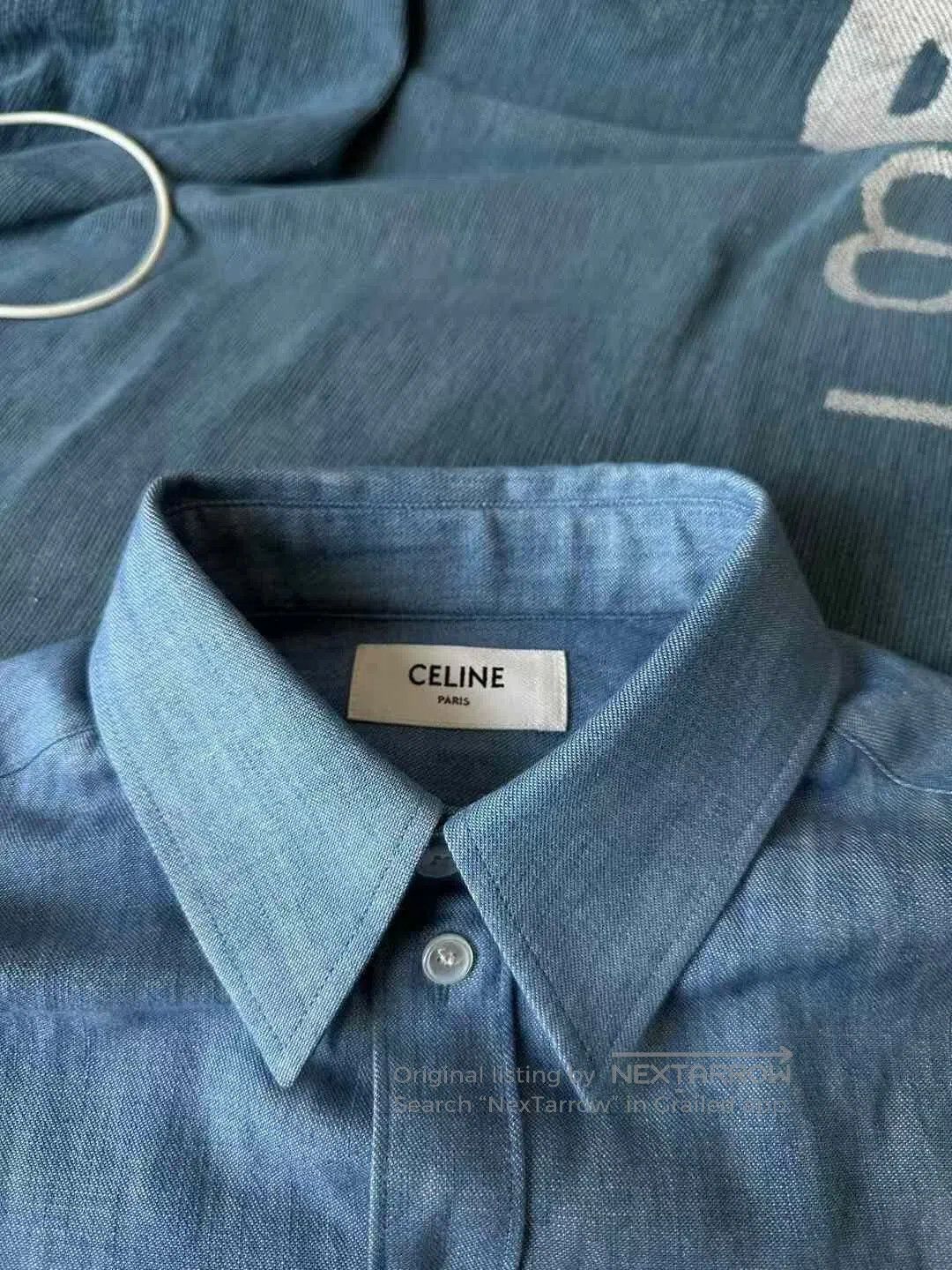 Celine CELINE New Arrival Cropped Denim Shirt with Triomphe Embro Size XXS / US 00 / IT 34 - 3 Thumbnail