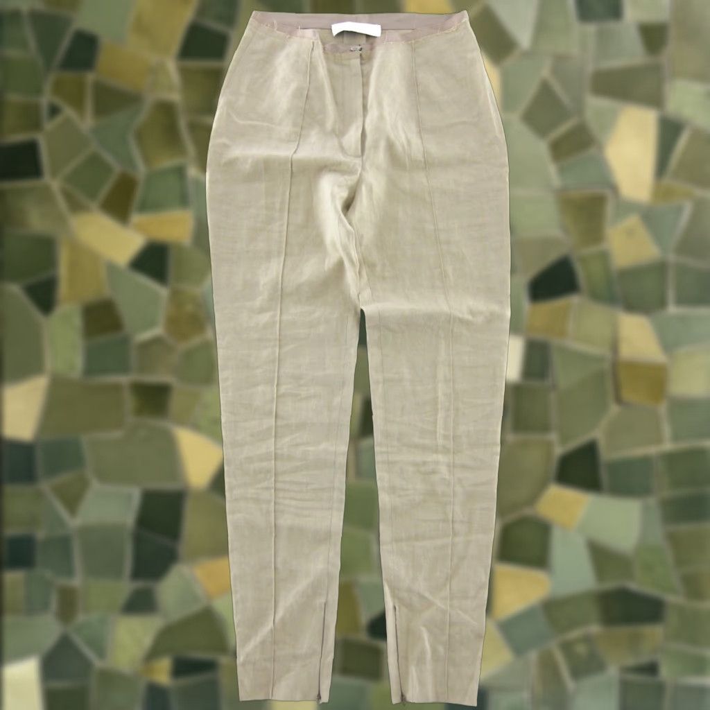 Lanvin VINTAGE Lanvin Ete 2009 Beige Brown Linen Cotton Slim Zipper Ankle Work Pant Women 36/2 Size 26" / US 2 / IT 38 - 1 Thumbnail