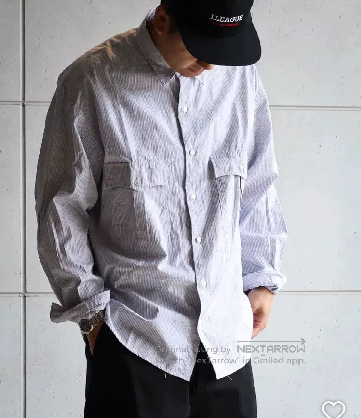 Porter Classic Porter Classic Gray Striped Rollup Shirt. Size US S / EU 44-46 / 1 - 3 Thumbnail