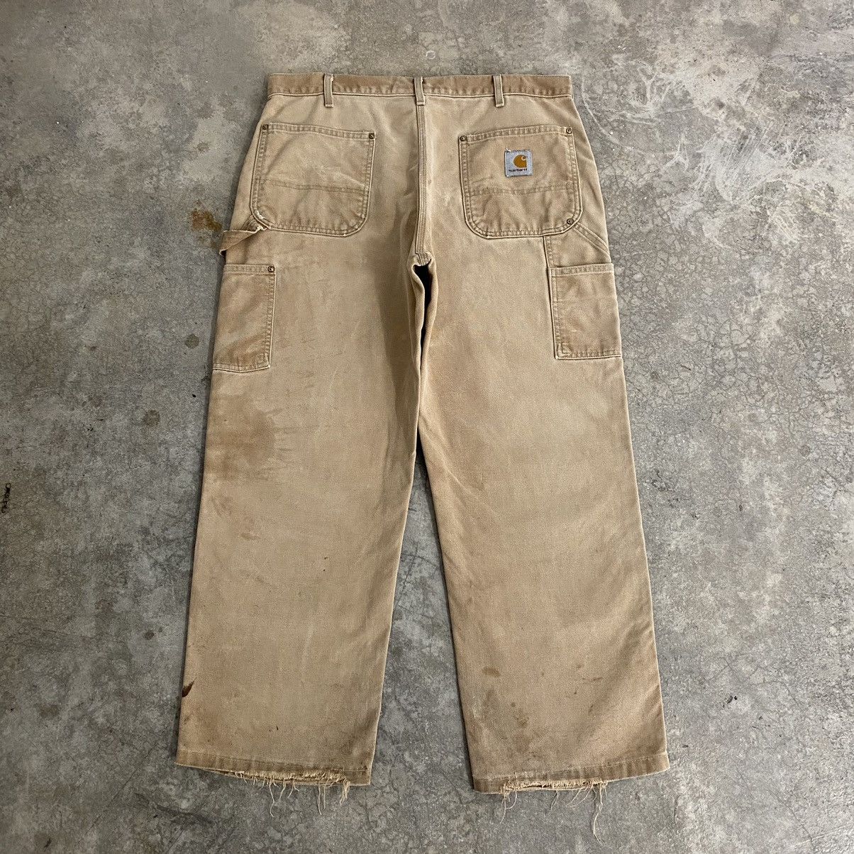 Carhartt Vintage Carhartt Double Knee Faded Tan Carpenter Pants Size US 35 - 14 Thumbnail