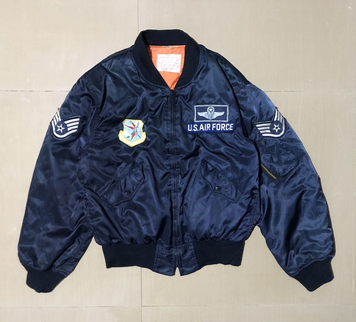 Vintage Vtg USAF Houston MA-1 Bombers Flight Jacket Size US L / EU 52-54 / 3 - 1 Thumbnail
