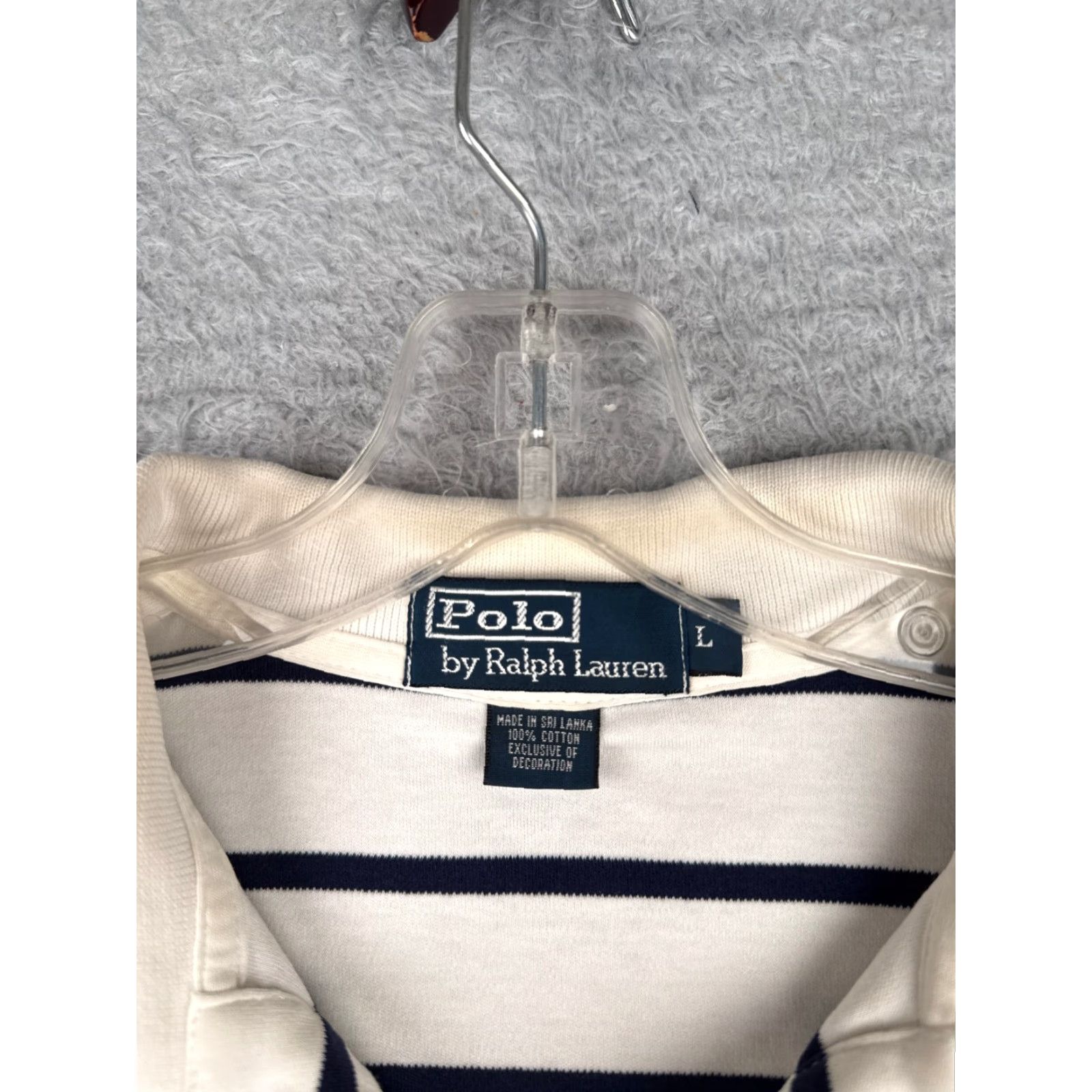 Ralph Lauren VINTAGE Polo Ralph Lauren Shirt Men Large White Blue Stripe 100% Cotton Read Size US L / EU 52-54 / 3 - 7 Thumbnail