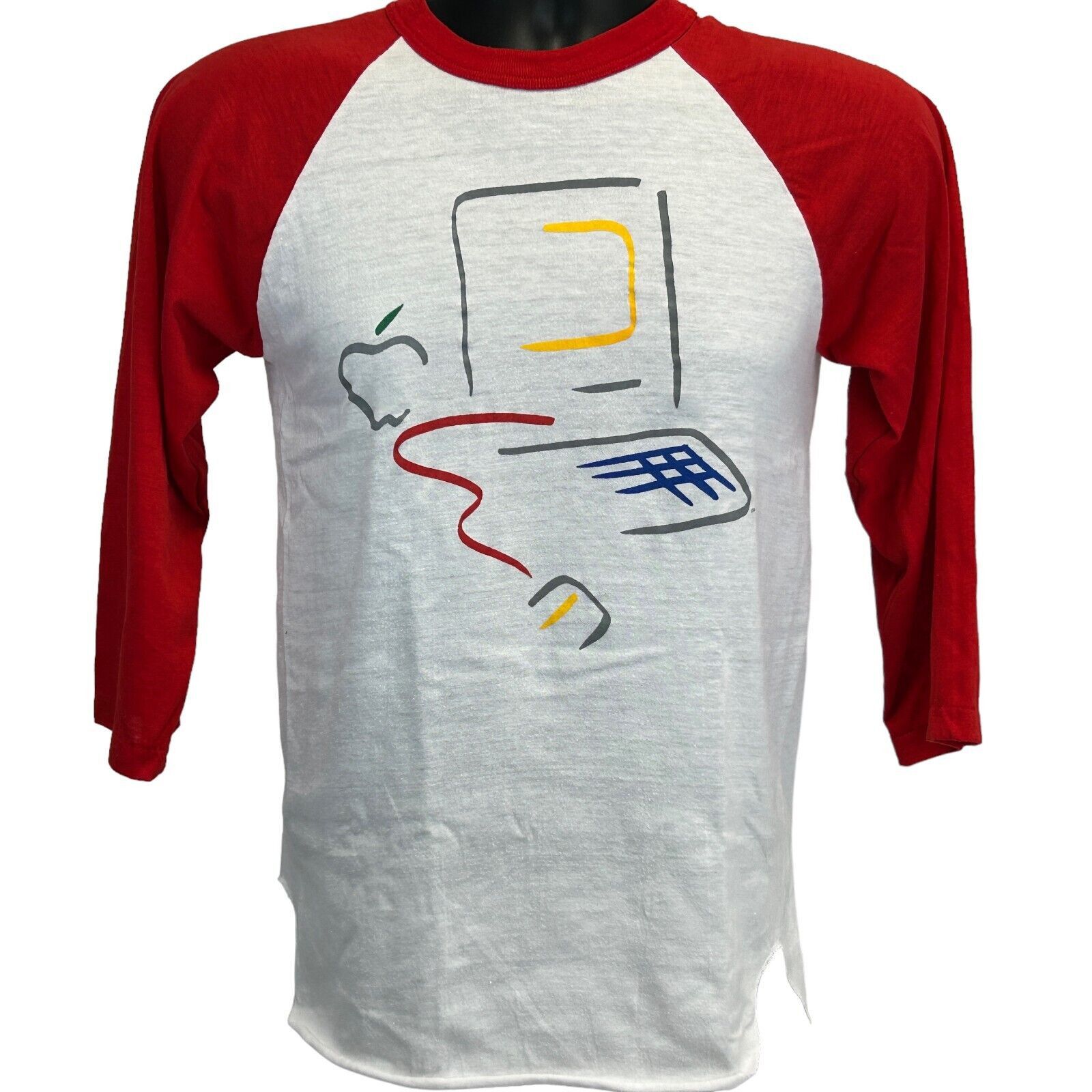 Vintage Vintage 80s Apple Computers Raglan T Shirt Picasso X-Small Size US XS / EU 42 / 0 - 2 Thumbnail