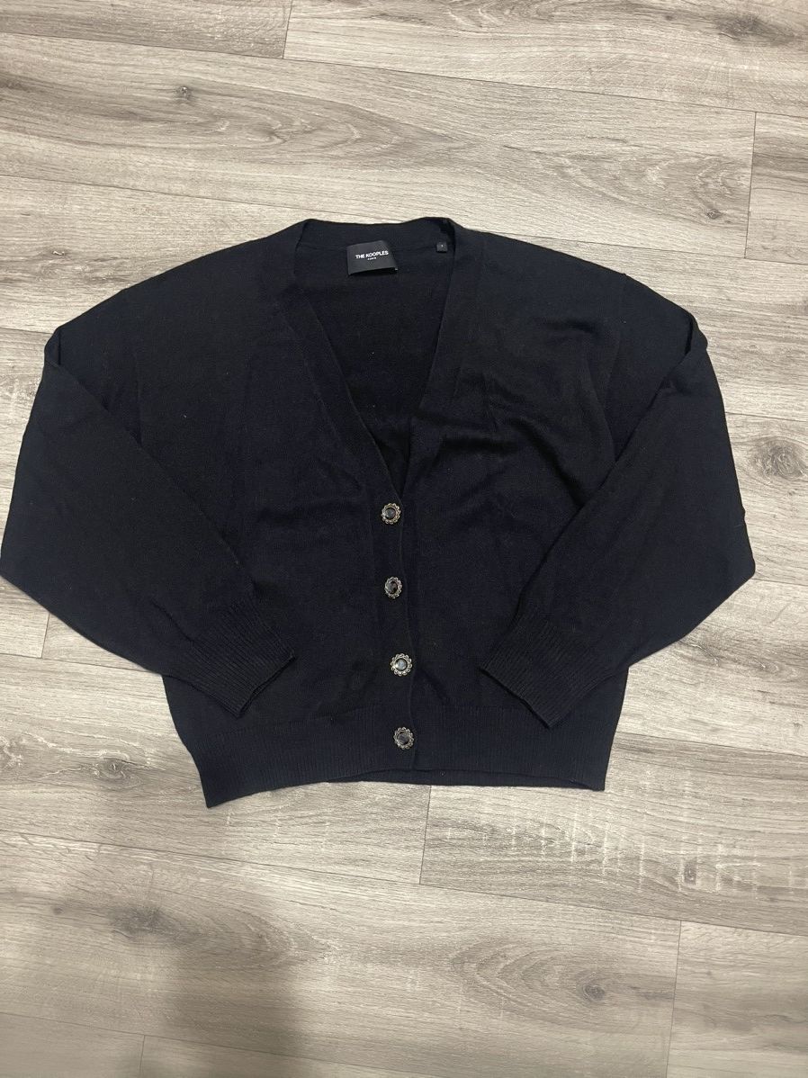 Other THE KOOPLES V-NECK BLACK MERINO WOOL CARDIGAN JEWEL BUTTONS Size S / US 4 / IT 40 - 1 Thumbnail