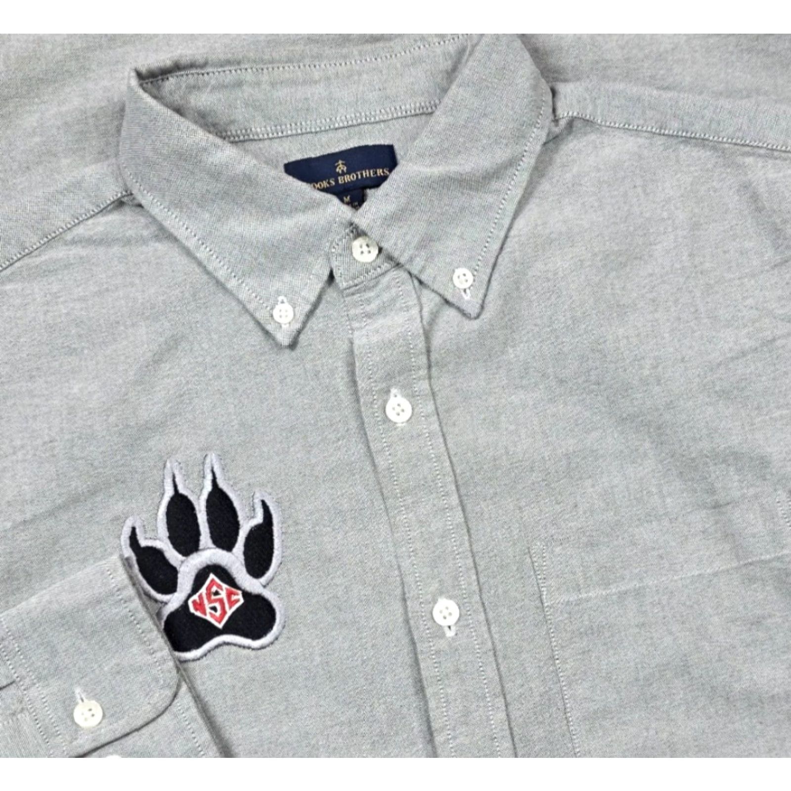 Brooks Brothers VINTAGE Brooks Brothers Men M Gray NC State Wolfpack Oxford Button Up Long Sleeve OCBD Size US M / EU 48-50 / 2 - 2 Thumbnail
