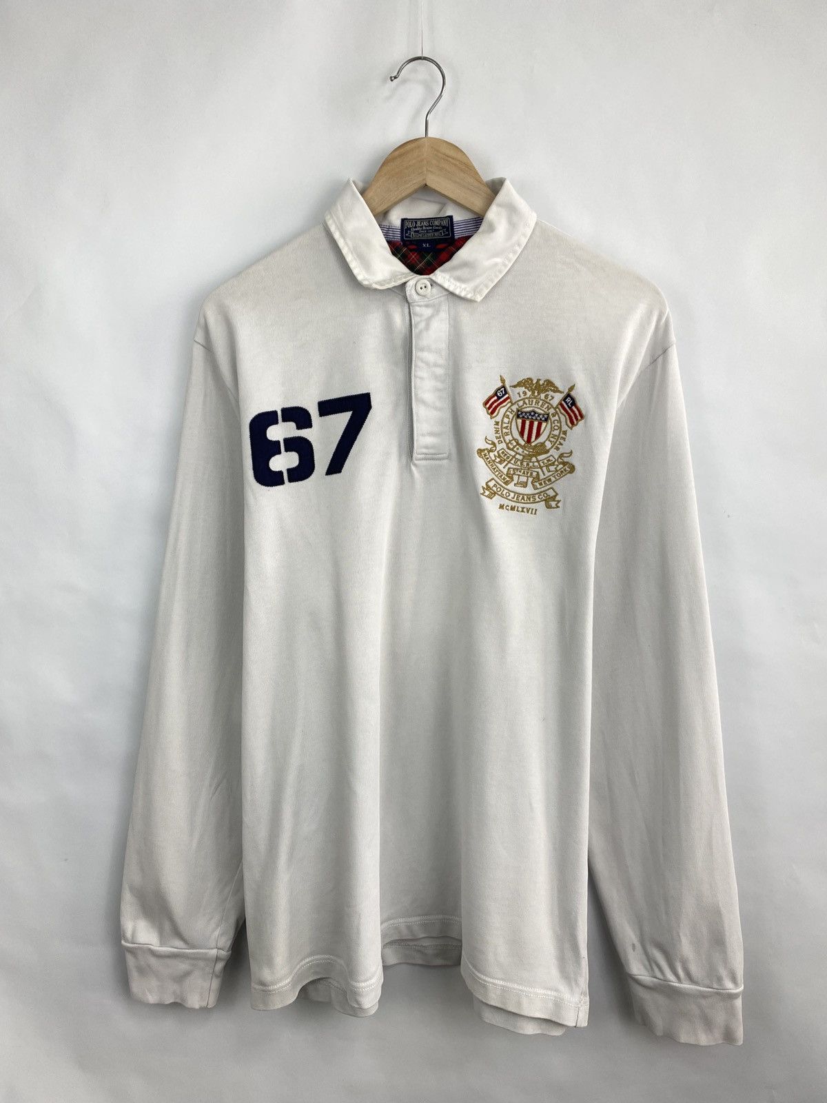 Polo Ralph Lauren 🏉 🇺🇸 Vintage Polo Ralph Lauren Rugby USA Flag Rare Retro Hype Size US XL / EU 56 / 4 - 3 Thumbnail