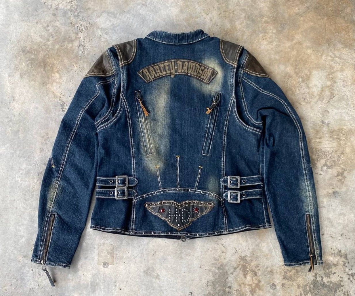 Harley Davidson Harley-Davidson Vintage Women Biker Jacket Leather Studded Size L / US 10 / IT 46 - 9 Thumbnail
