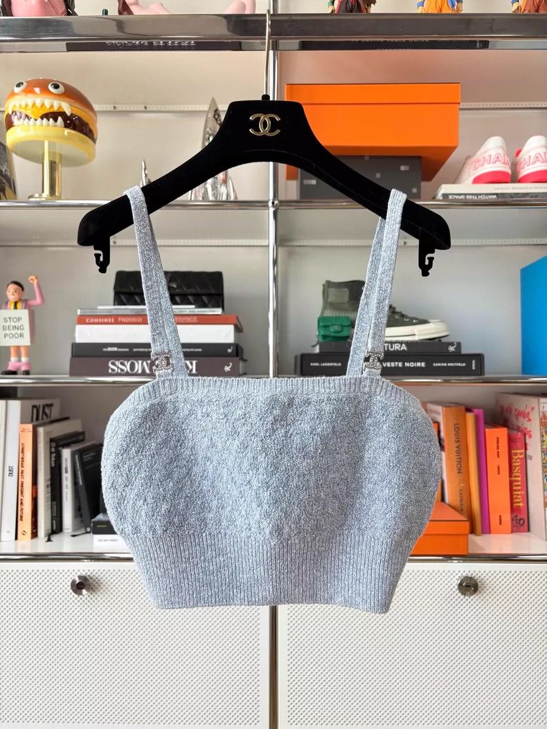 Chanel Chanel Blue Knit Camisole with CC Logo - dmc Size US M / EU 48-50 / 2 - 1 Thumbnail