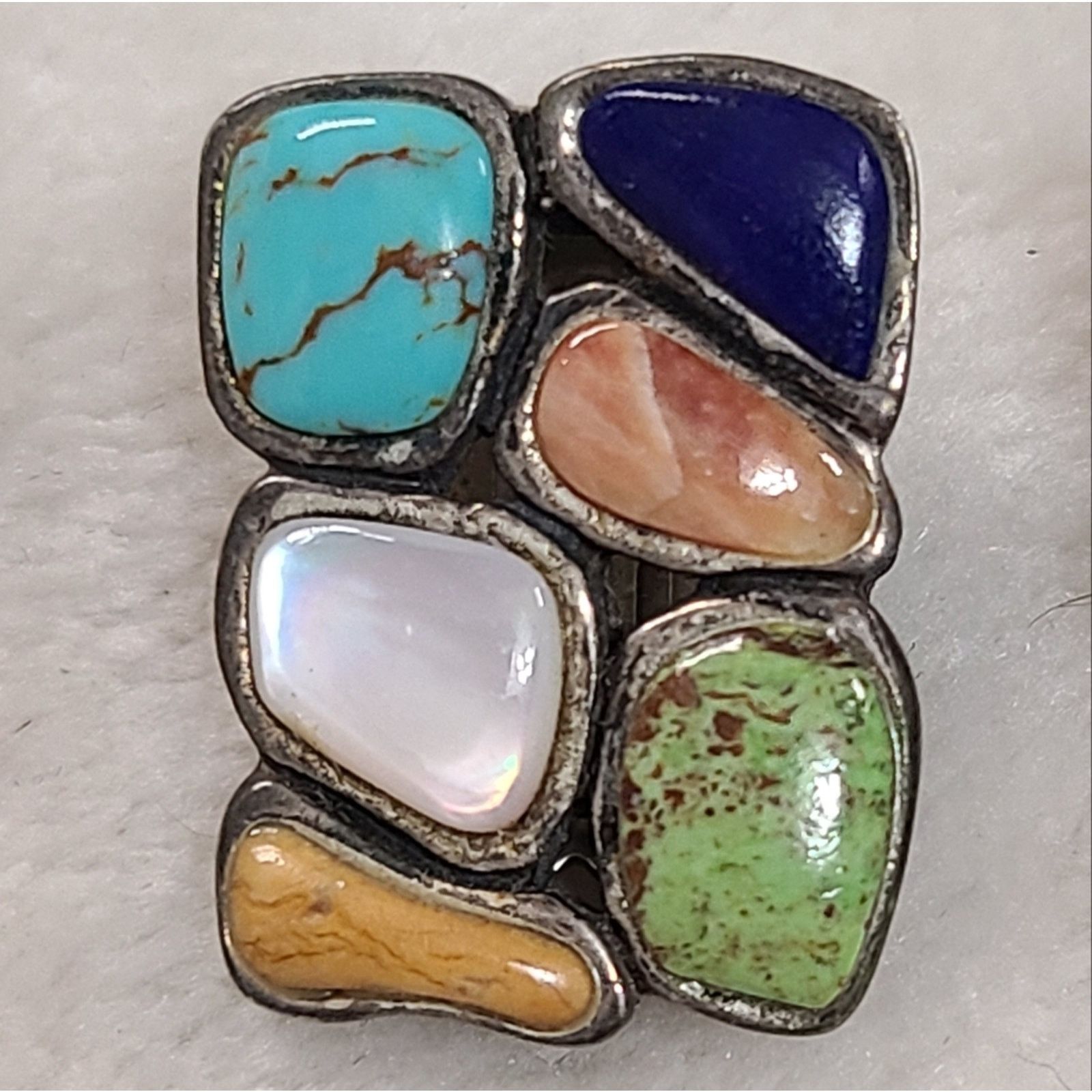 Vintage Vintage Southwestern Sterling Silver & Mixed Stone Earrings Size ONE SIZE - 5 Thumbnail